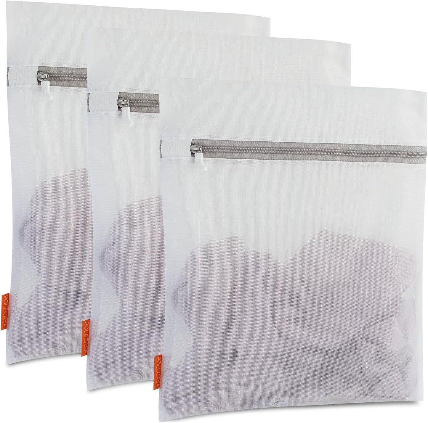 Polecasa 3Pcs 16 x 20 Inches Extra Durable Fine Mesh Laundry Bags with Sturdy Zipper for Delicates