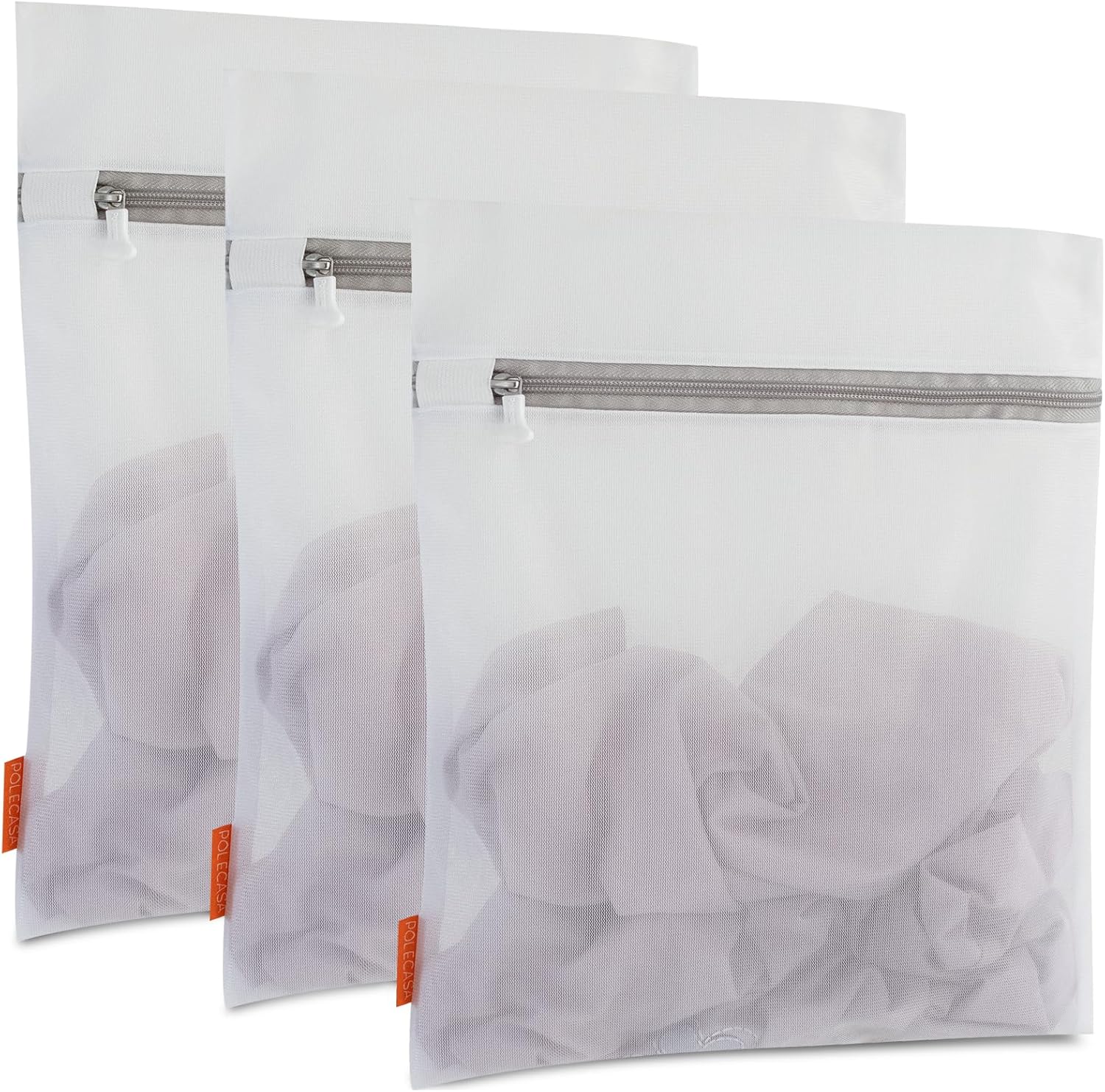 Polecasa 3Pcs 16 x 20 Inches Extra Durable Fine Mesh Laundry Bags with Sturdy Zipper for Delicates