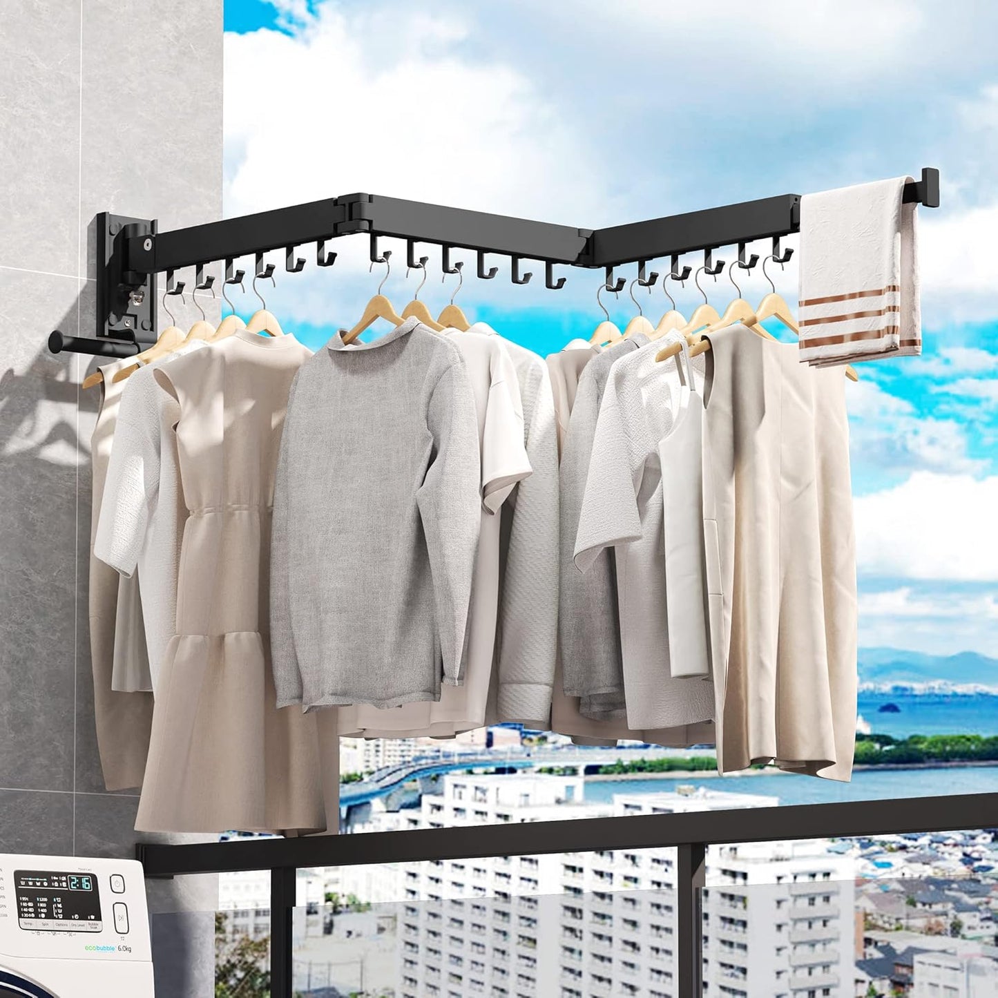 Clothes Drying Rack Wall Mounted(can fold Upward),Laundry Drying Rack,Laundry Room
