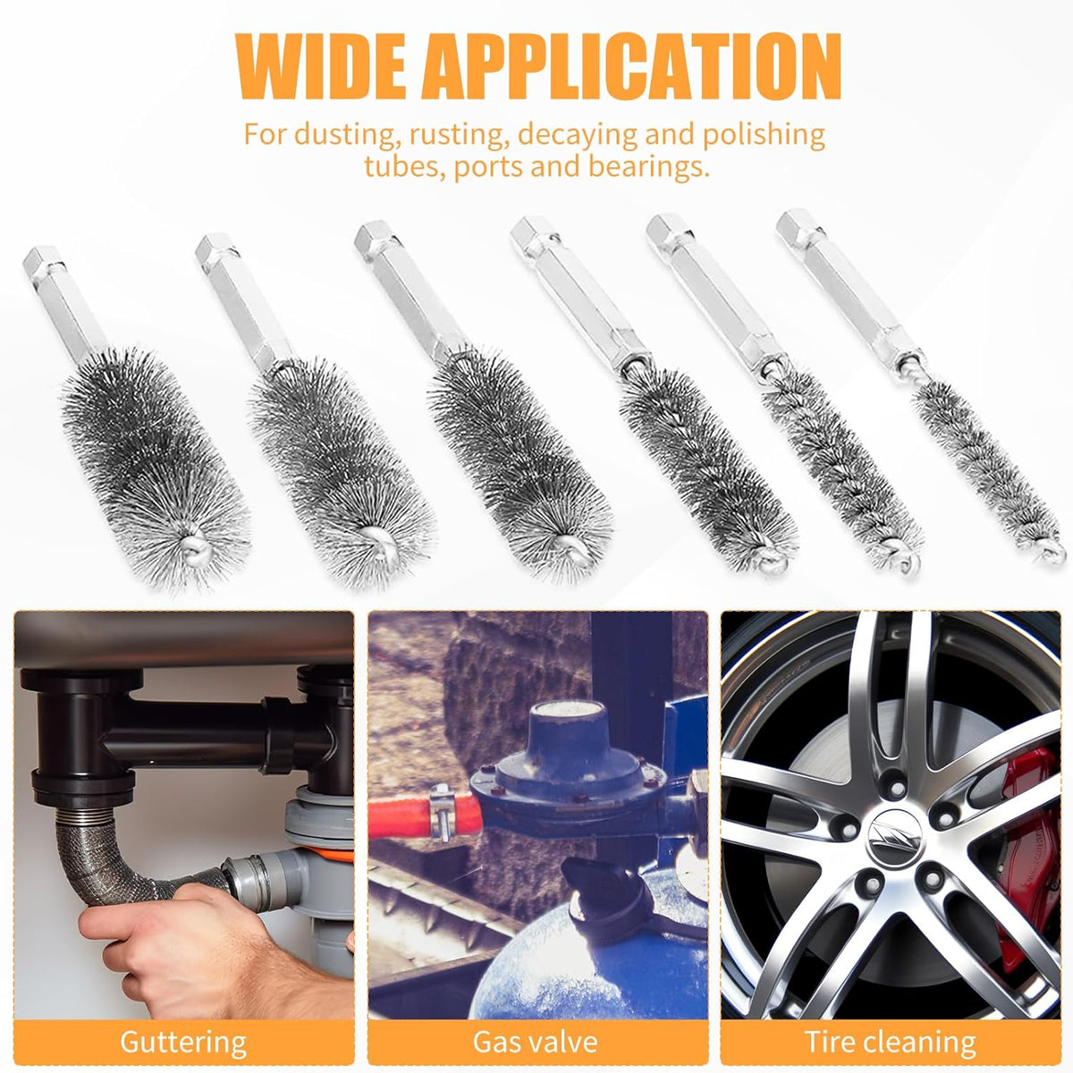 12 Pieces Wire Brush Drill Bore Cleaning Brush Set,with 1/4 Inch Hex Shank Stainless Steel Wire