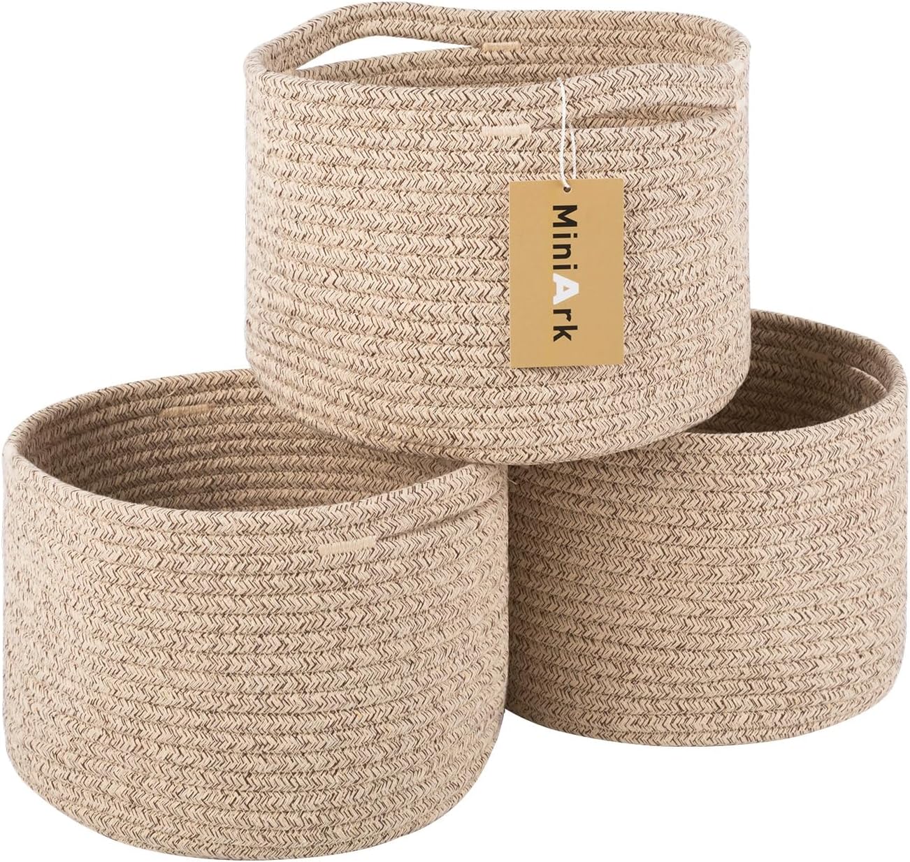 Small Basket for Organizing | Cube Shelf Closet Storage Baskets | 9.7×9.7×7.1” | Woven Rope Gift
