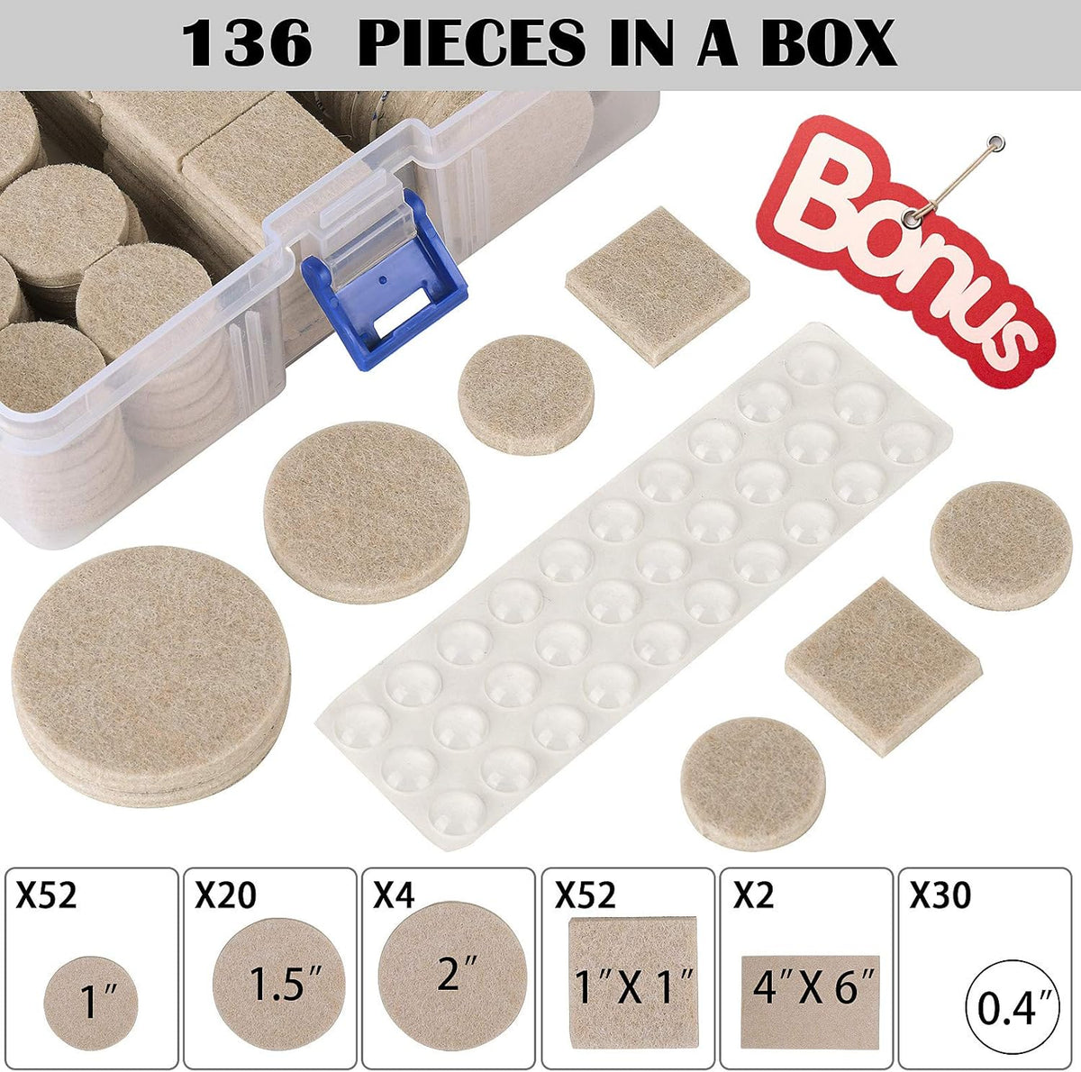 Felt Furniture Pads-136 Pieces Felt Pads for Furniture Beige 5mm Thick, Floor Savers for Furniture