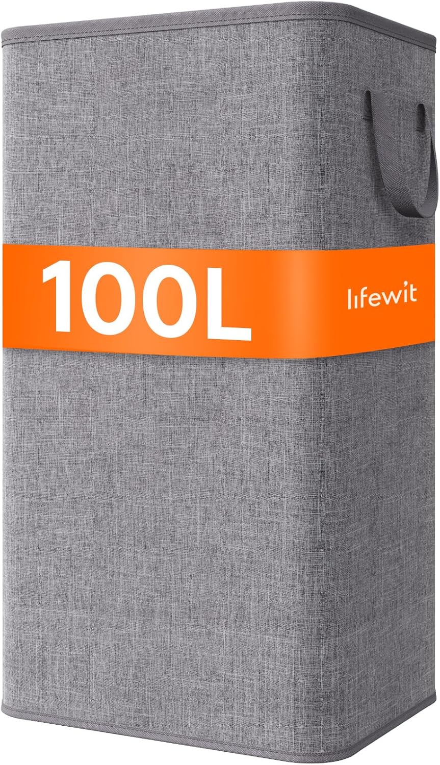 Lifewit 100L Large Tall Laundry Hamper, Collapsible Laundry Basket with Handles, Foldable Clothes