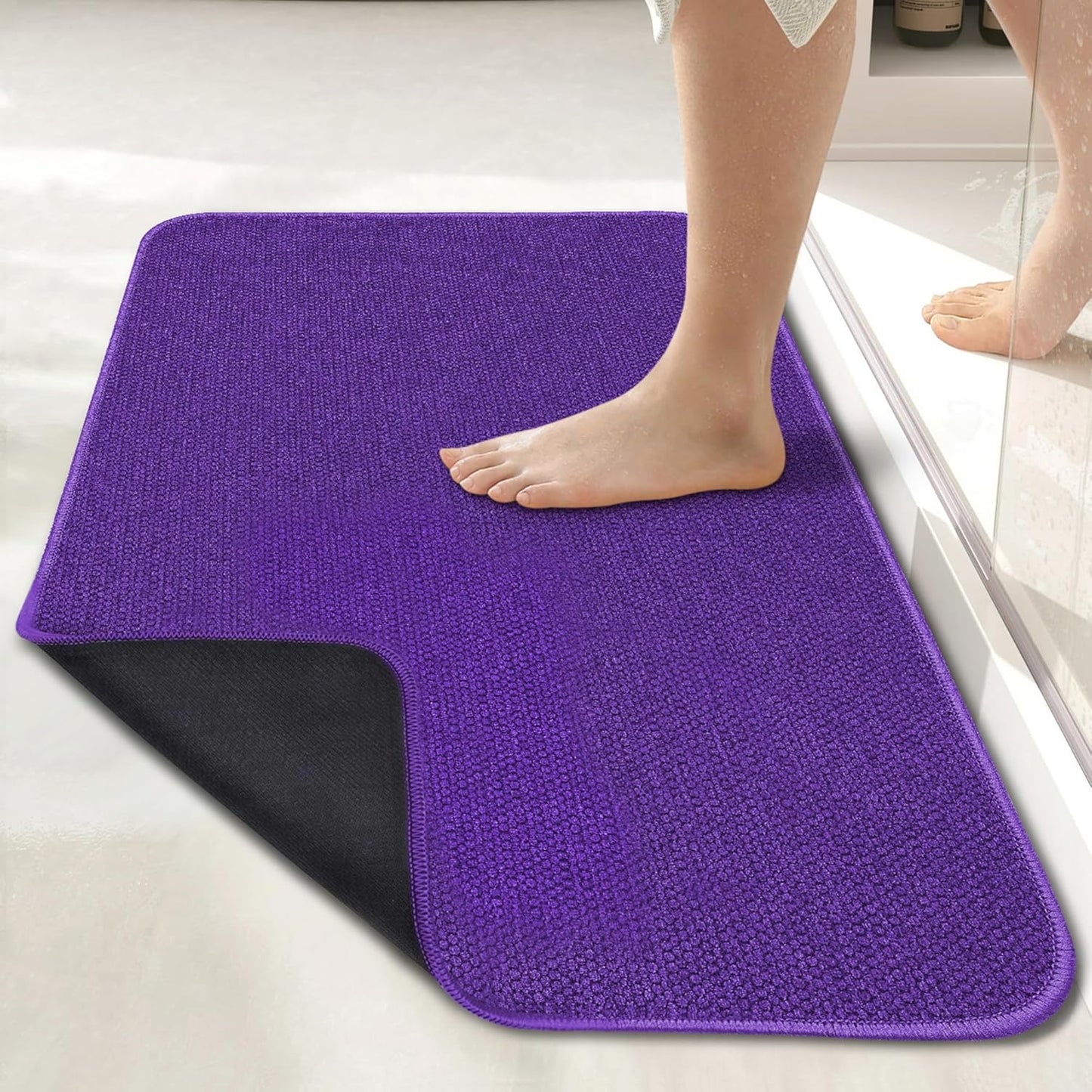 Bath Mat,Ultra Thin Bathroom Rugs,Rubber Bath Mats for Bathroom,No Slip Bath Rugs,Quick Dry,Machine
