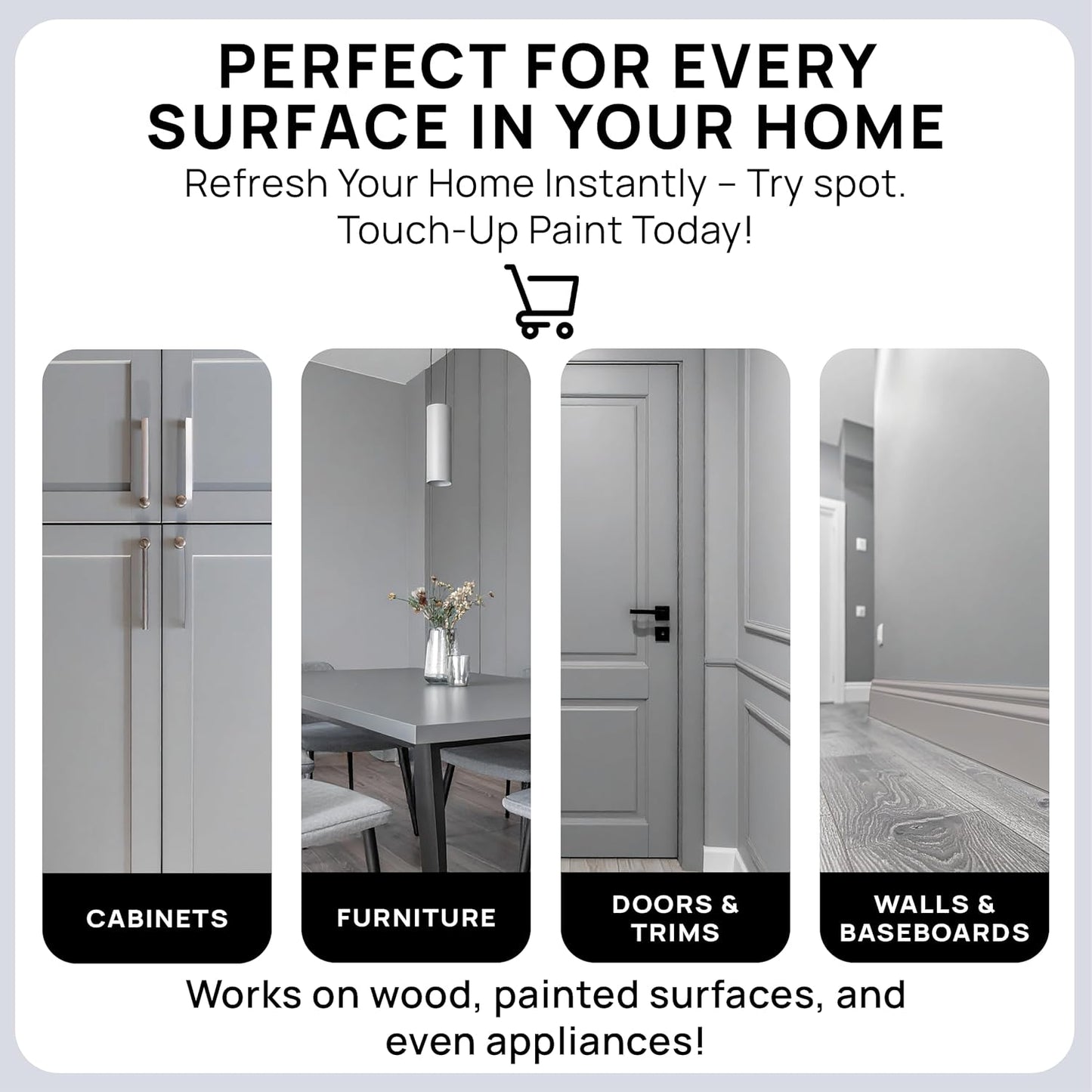 spot. Touch-Up Paint | Matte Finish for Cabinets, Walls, Doors & Furniture | Multi-Tone Gray Repair