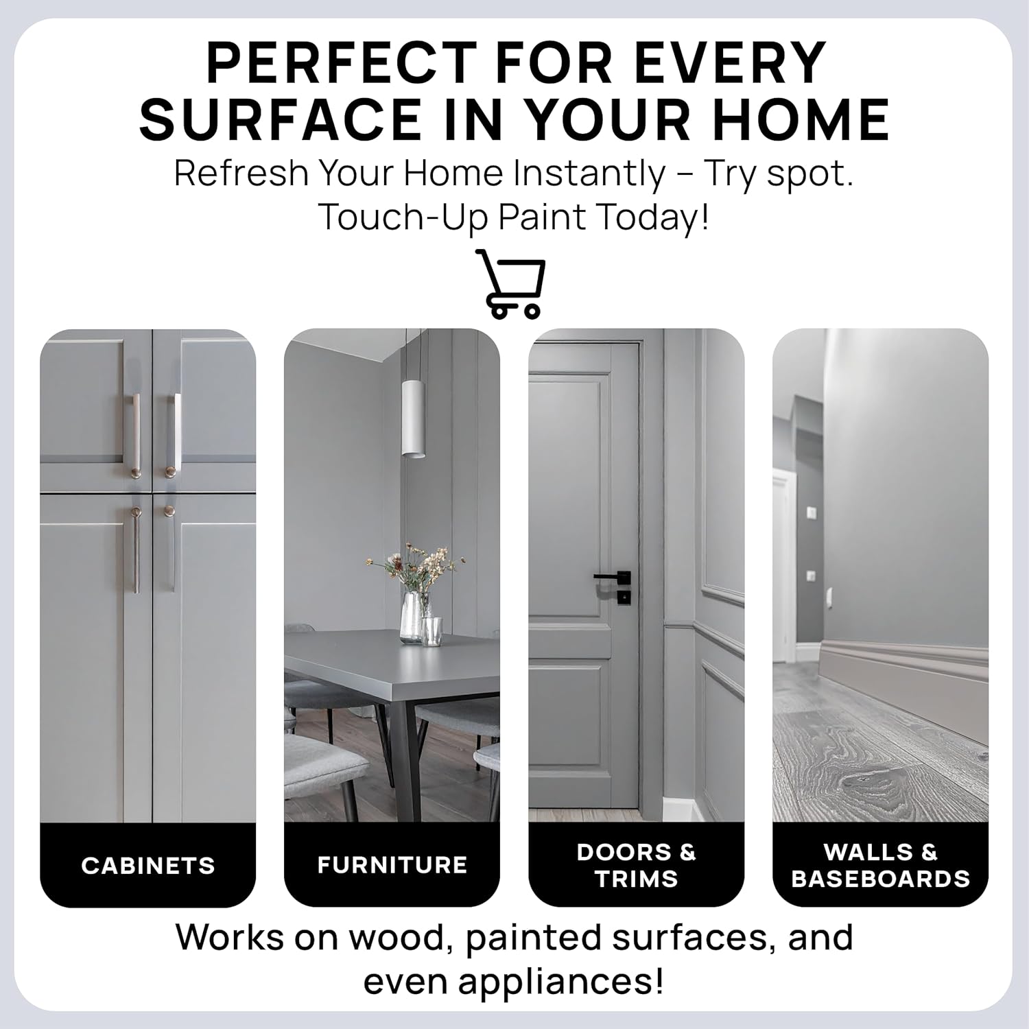 spot. Touch-Up Paint | Matte Finish for Cabinets, Walls, Doors & Furniture | Multi-Tone Gray Repair