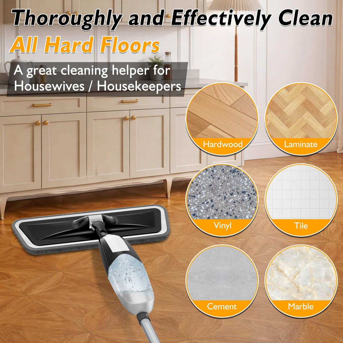 Spray Mop for Floor Cleaning: Microfiber Wet Dry Mops with 3 Washable Pads
