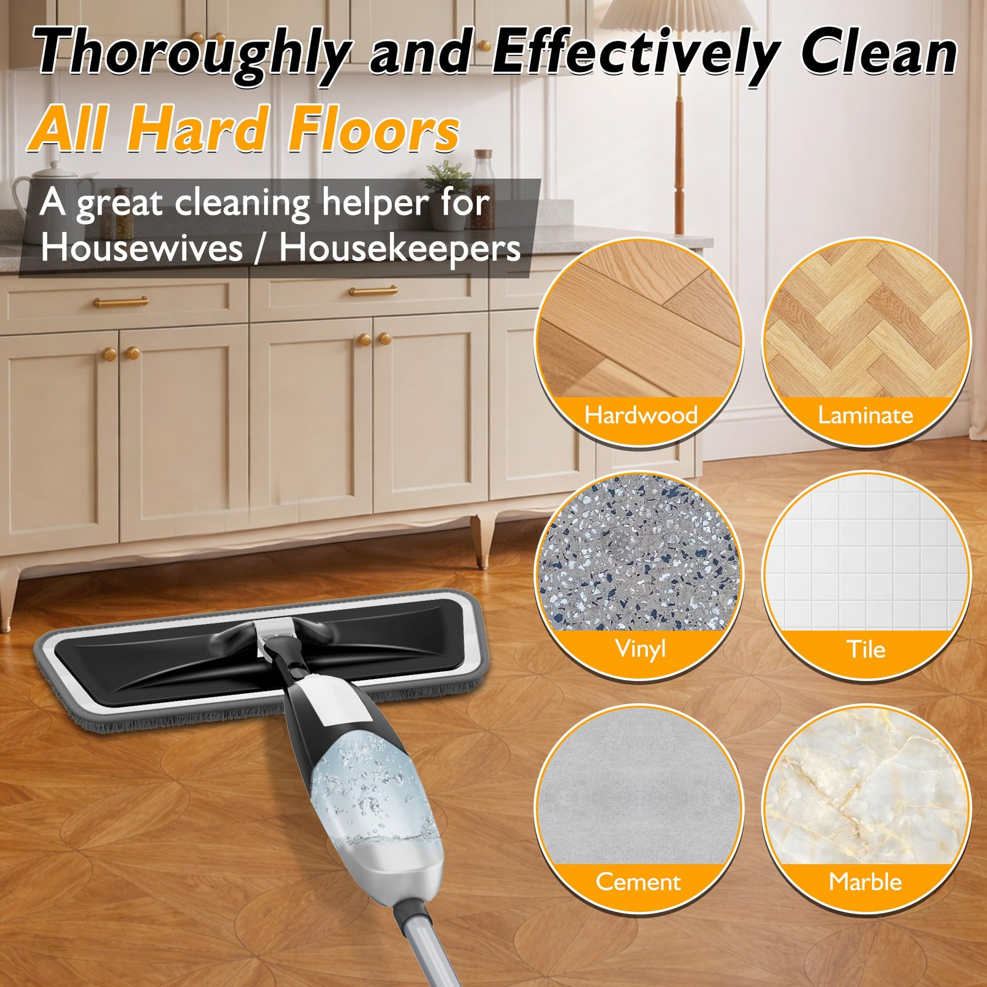 Spray Mop for Floor Cleaning: Microfiber Wet Dry Mops with 3 Washable Pads
