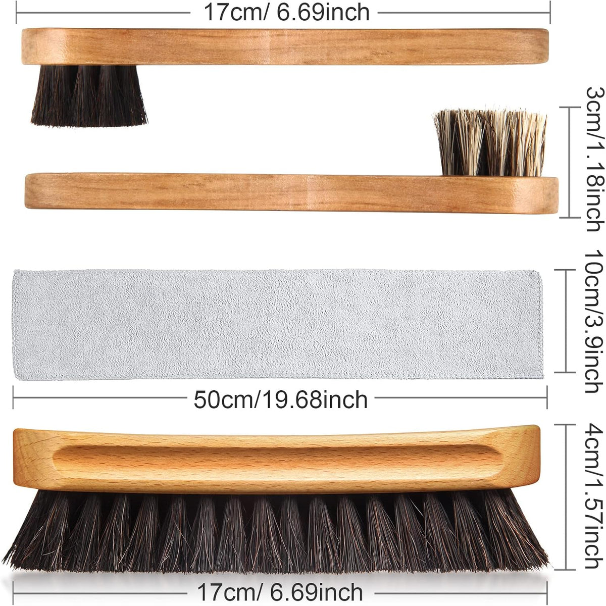 4 Pcs Horsehair Shine Shoes Brush Kit Polish Dauber Applicators Cleaning Leather Shoes Boots Care
