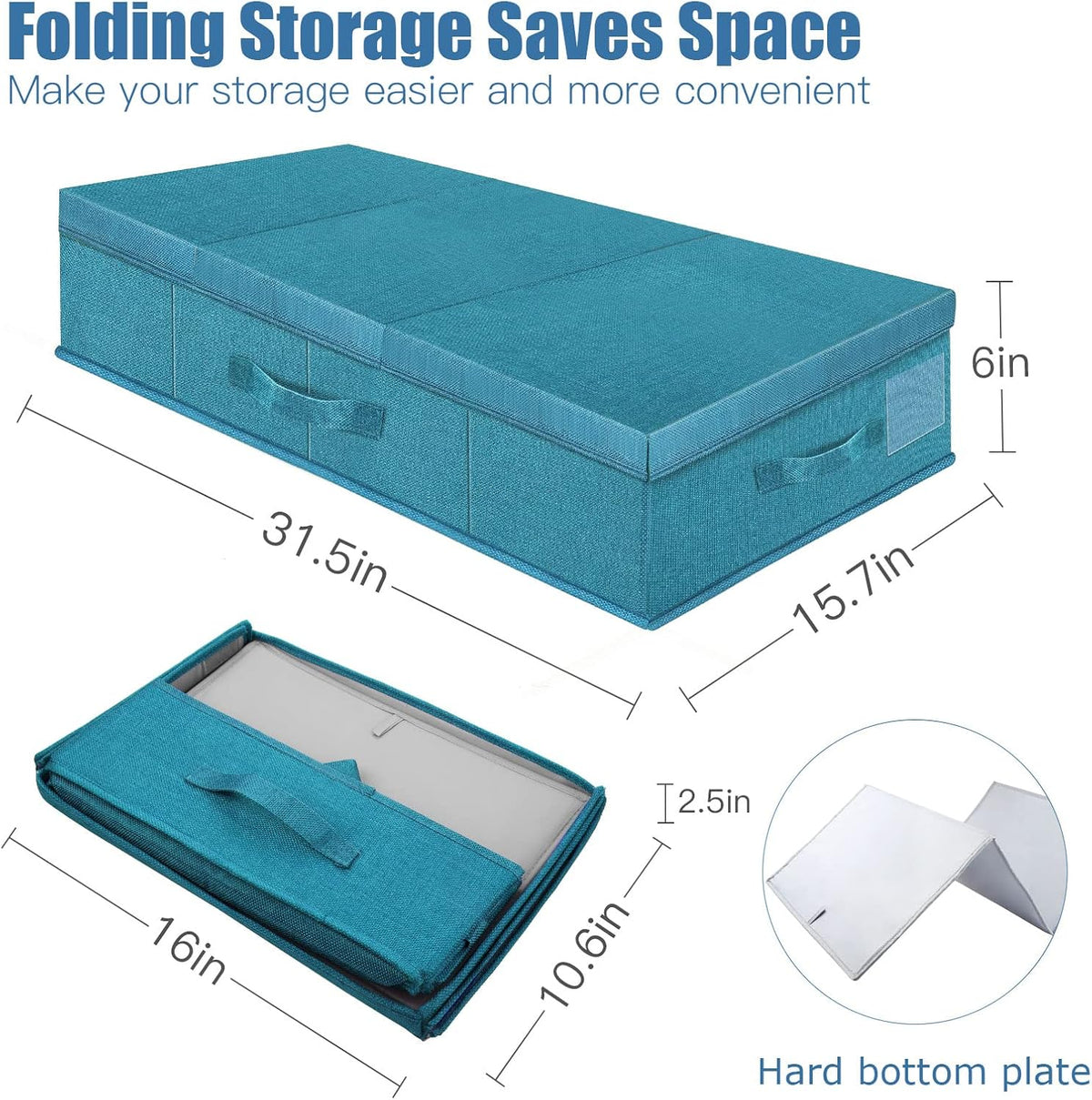 Underbed Storage Containers Bin with Lids (2pcs) Large Under Bed Storage Organizer Box with Handle