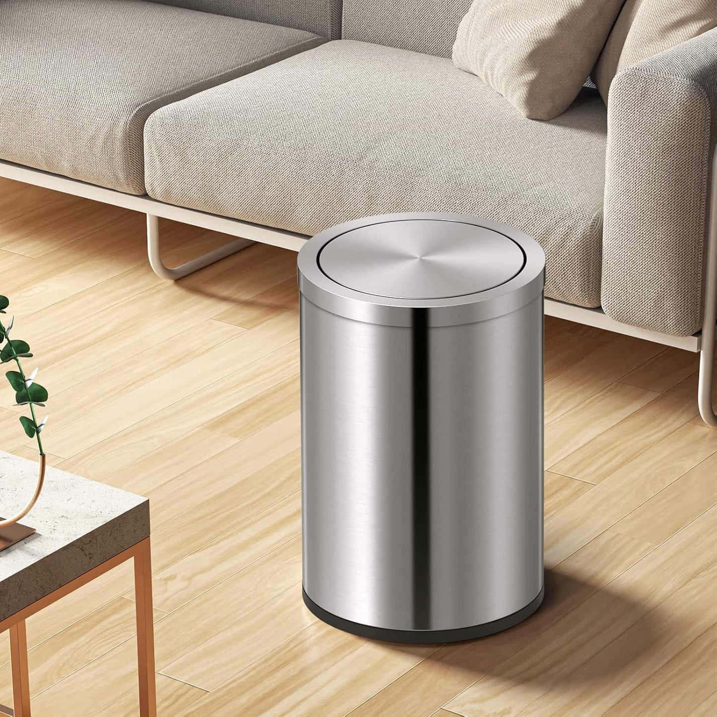 Mbillion Small Trash Can with Swing Lid 4 Gallons/15 Liter, Mini Trash Can with lid, Stainless