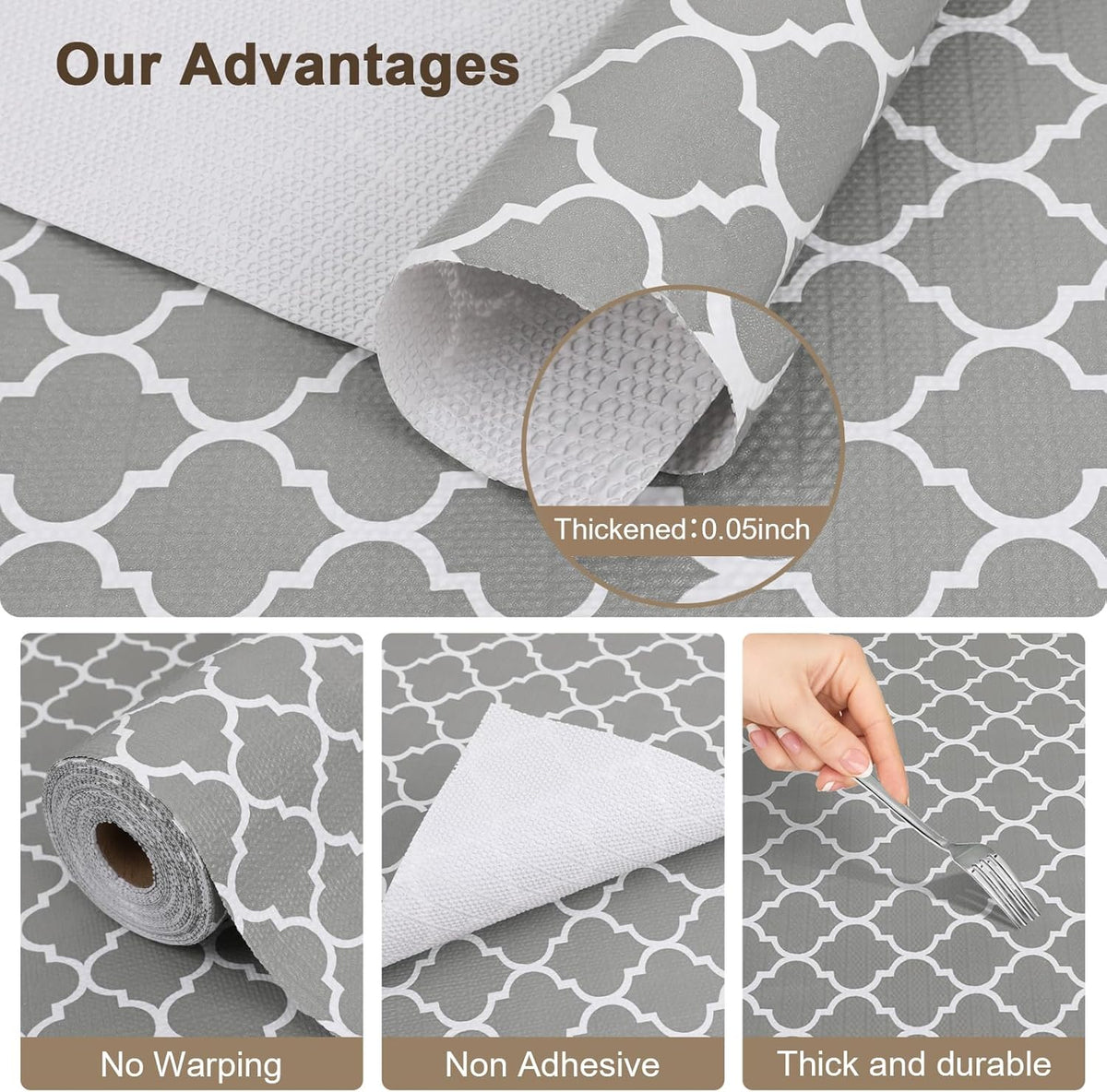 OcePor Non-Adhesive Drawer and Shelf Liner 24IN x 30FT，Non Slip Cabinet and Cupboard Liner, Kitchen