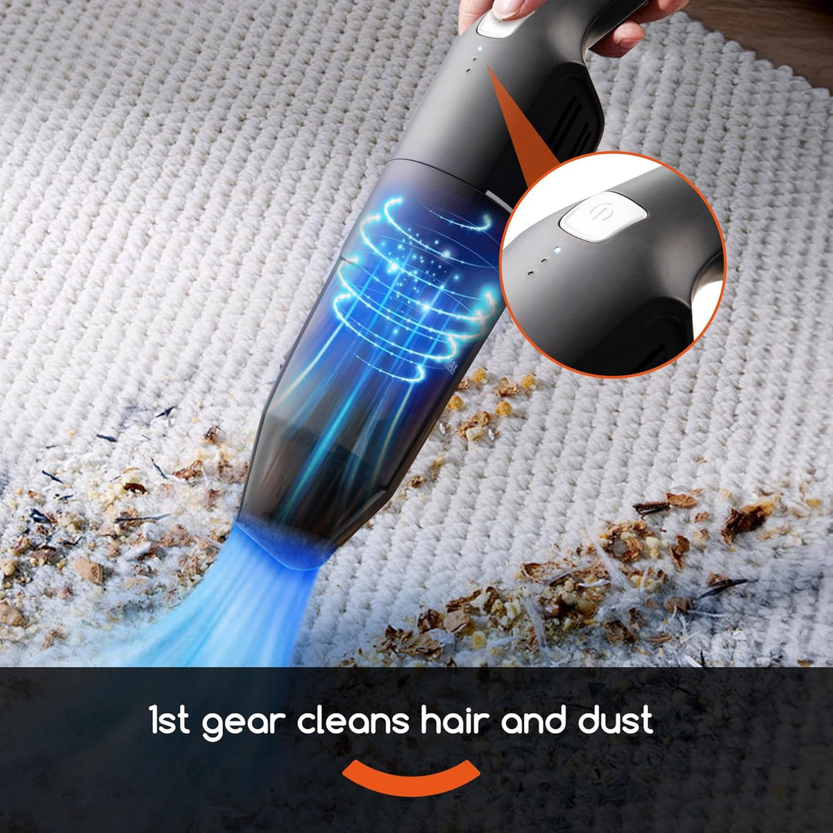 Cordless Stick/Handheld Vacuum Cleaner, 10-17Kpa 2-Level Powerful Suction,Fast Charging-Use