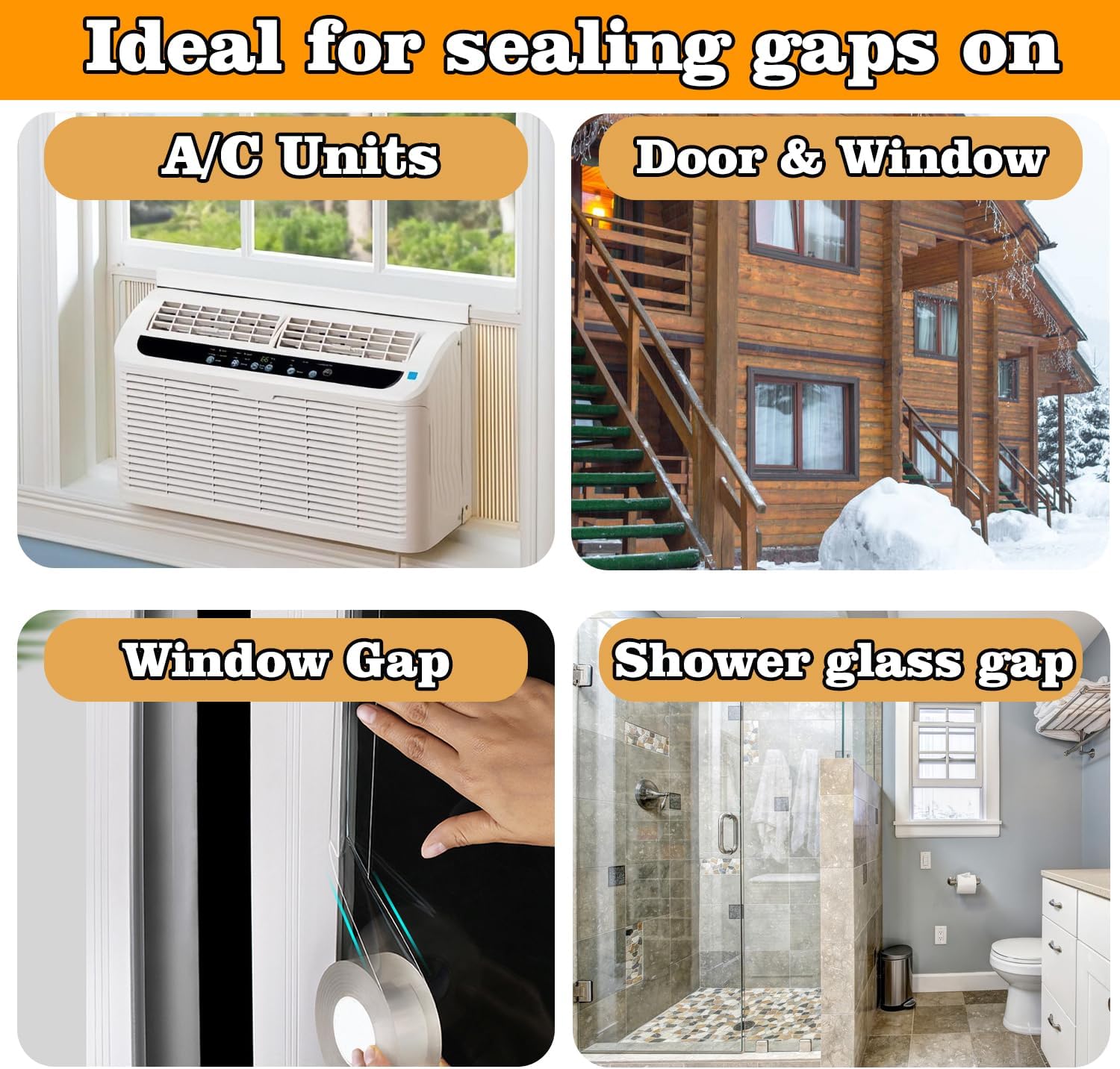 Transparent Window Weather Sealing Tape 2.76 Inch x 16.5 FT Weather Stripping Residue-Free Clear