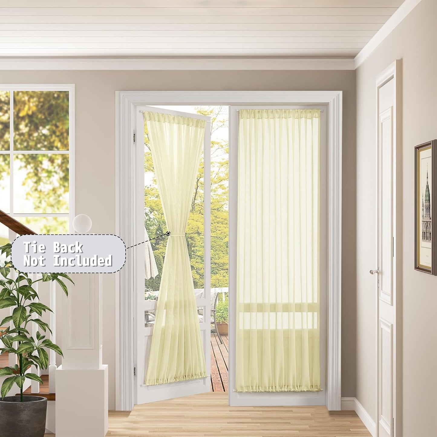 Tollpiz Sheer Door Curtain Closet Linen Textured Curtain Sheers Doorway Light Filtering Voile