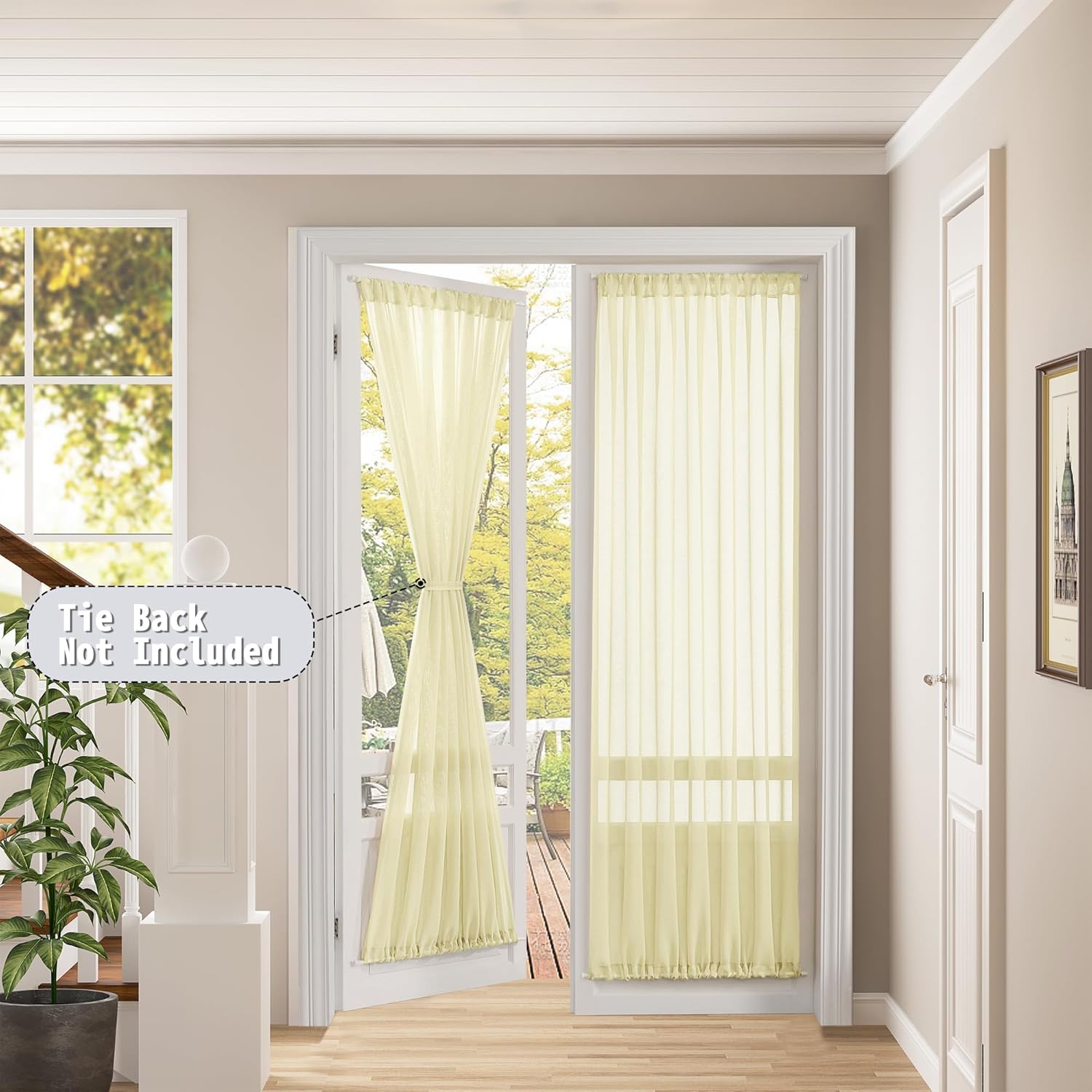 Tollpiz Sheer Door Curtain Closet Linen Textured Curtain Sheers Doorway Light Filtering Voile