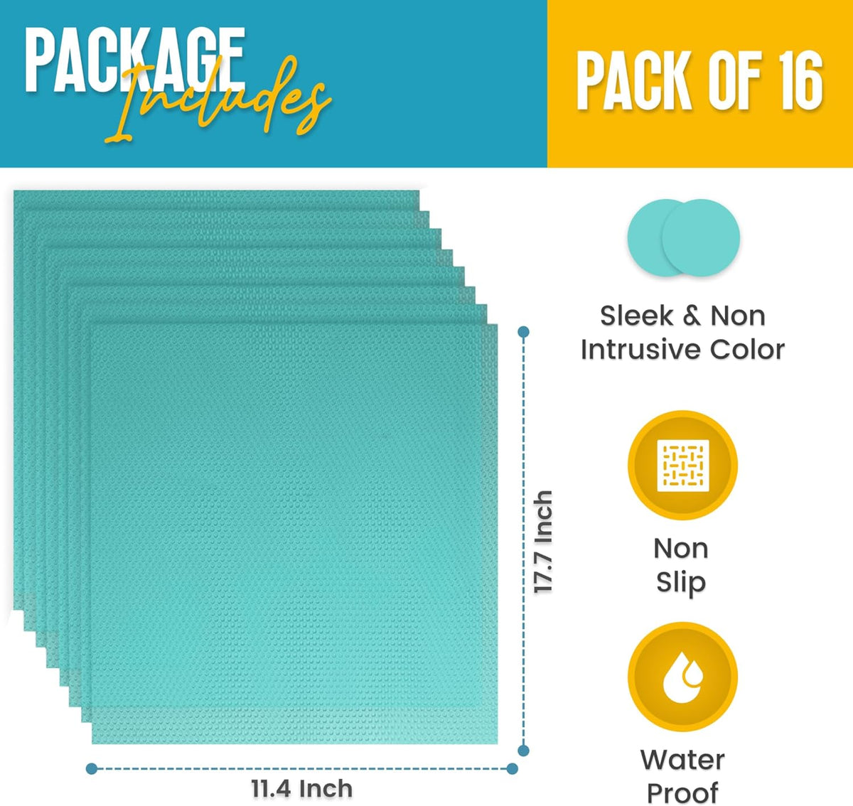 Refrigerator Liners for Shelves (16 Pack) by Linda’s Essentials - Non-Adhesive Shelf or Drawer