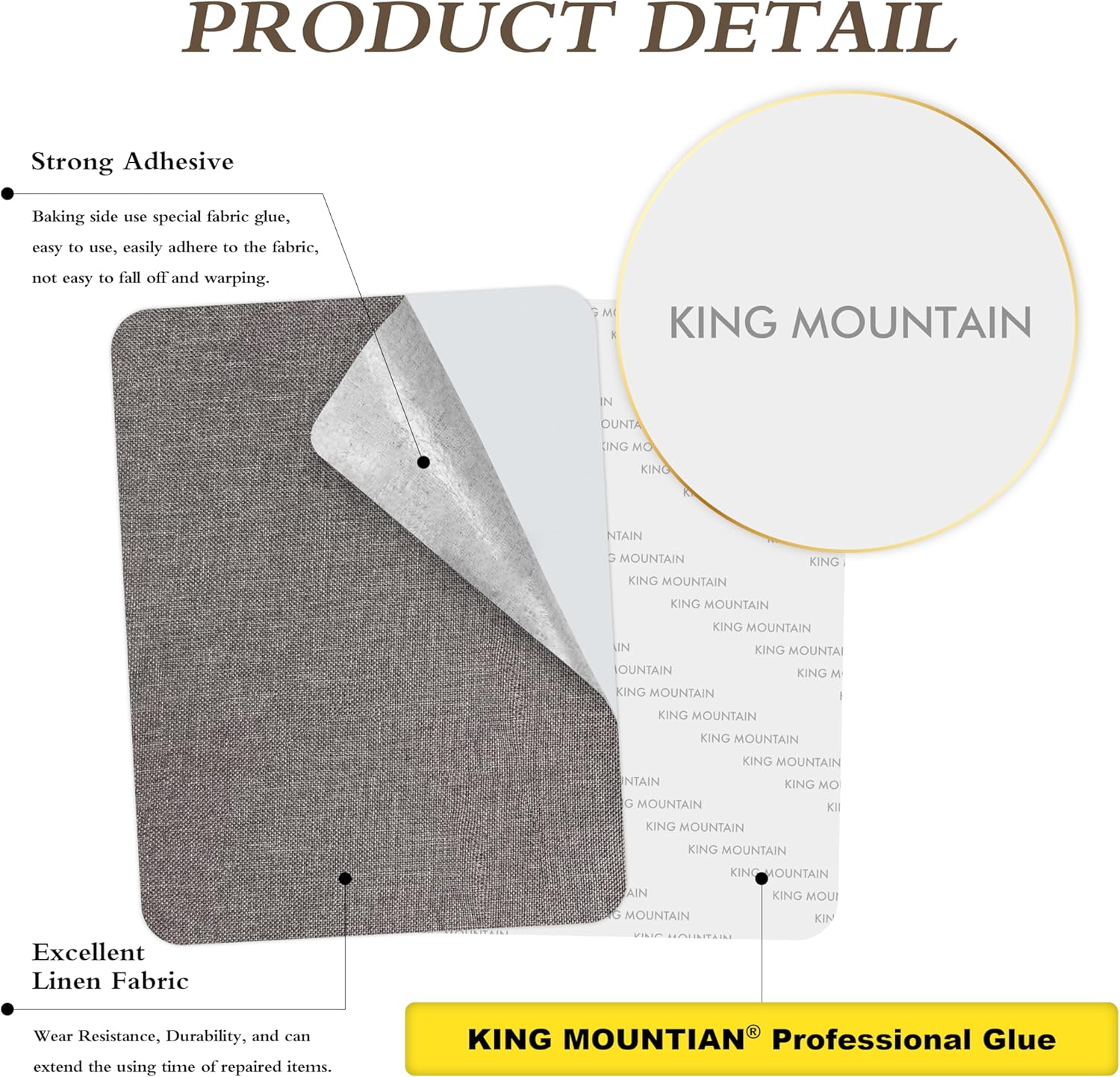 KING MOUNTAIN Fine Linen Repair Patches, Self-Adhesive Linen Fabric Patches, 12X40 inch Extra Size