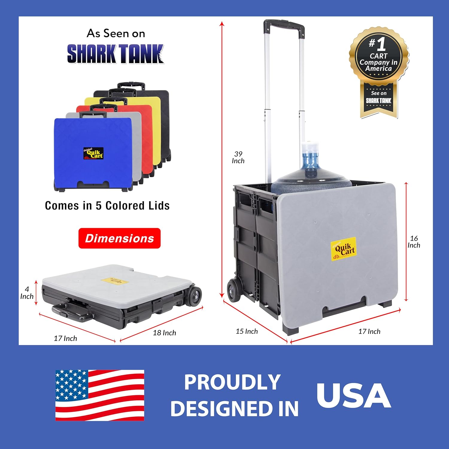 dbest products Quik Cart Collapsible Rolling Crate on Wheels for Teachers Tote Basket 80 lbs