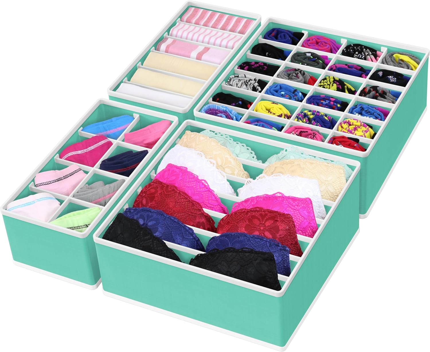 Simple Houseware 4-Pack Drawer Organizer Set - Closet Dividers for Underwear, Socks, Bras, Scarves