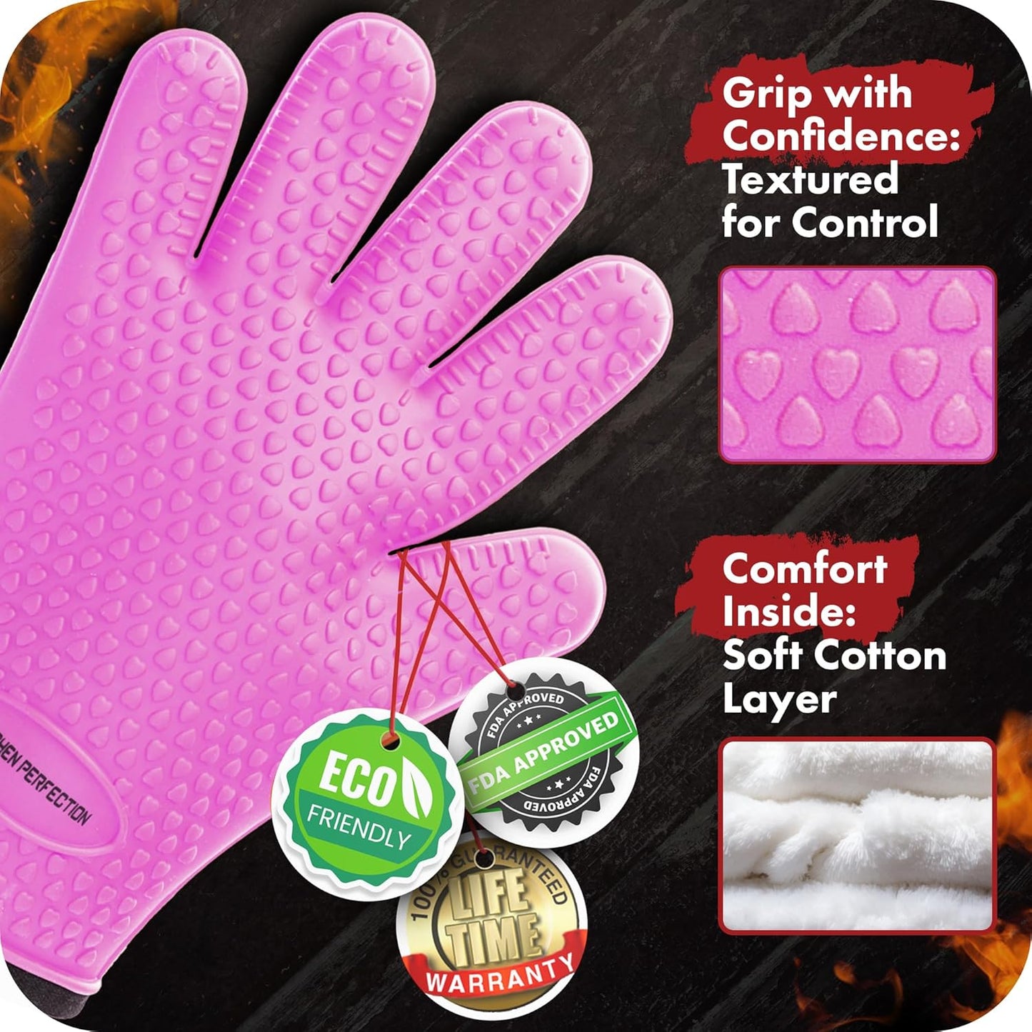 KITCHEN PERFECTION S Silicone Smoker Oven Gloves -Extreme Heat Resistant BBQ Gloves -Handle Hot
