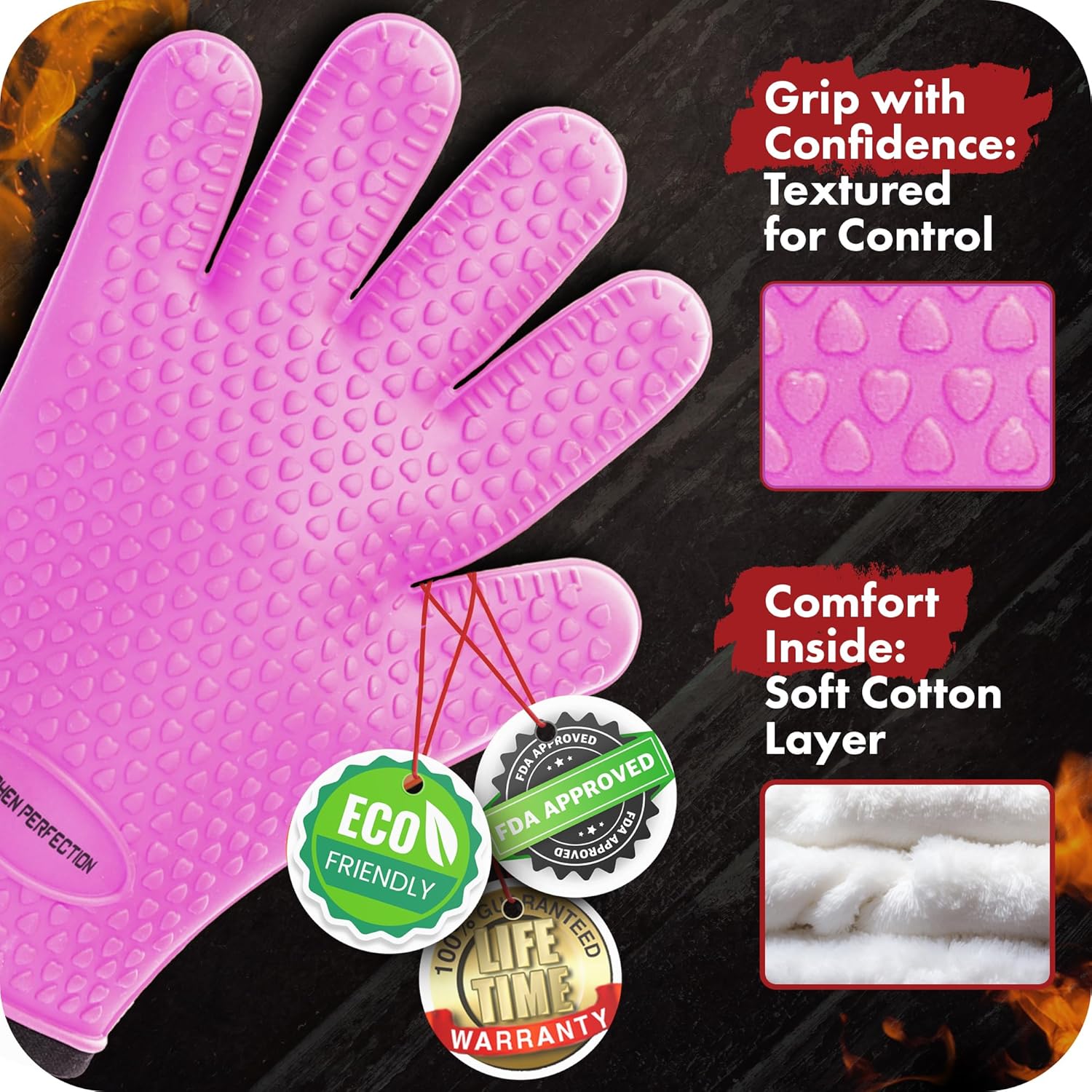 KITCHEN PERFECTION S Silicone Smoker Oven Gloves -Extreme Heat Resistant BBQ Gloves -Handle Hot