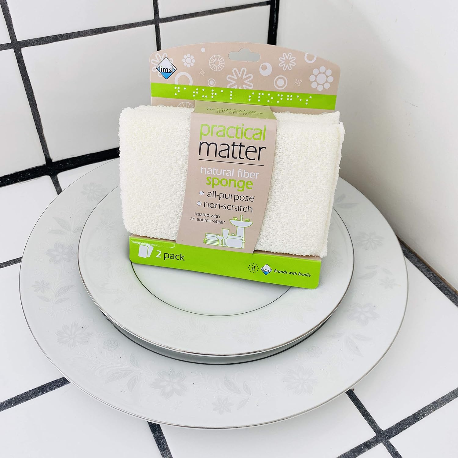 Practical Matter Kitchen Sponge, Organic Cotton Fiber All-Purpose Dish Sponges for Washing Dishes