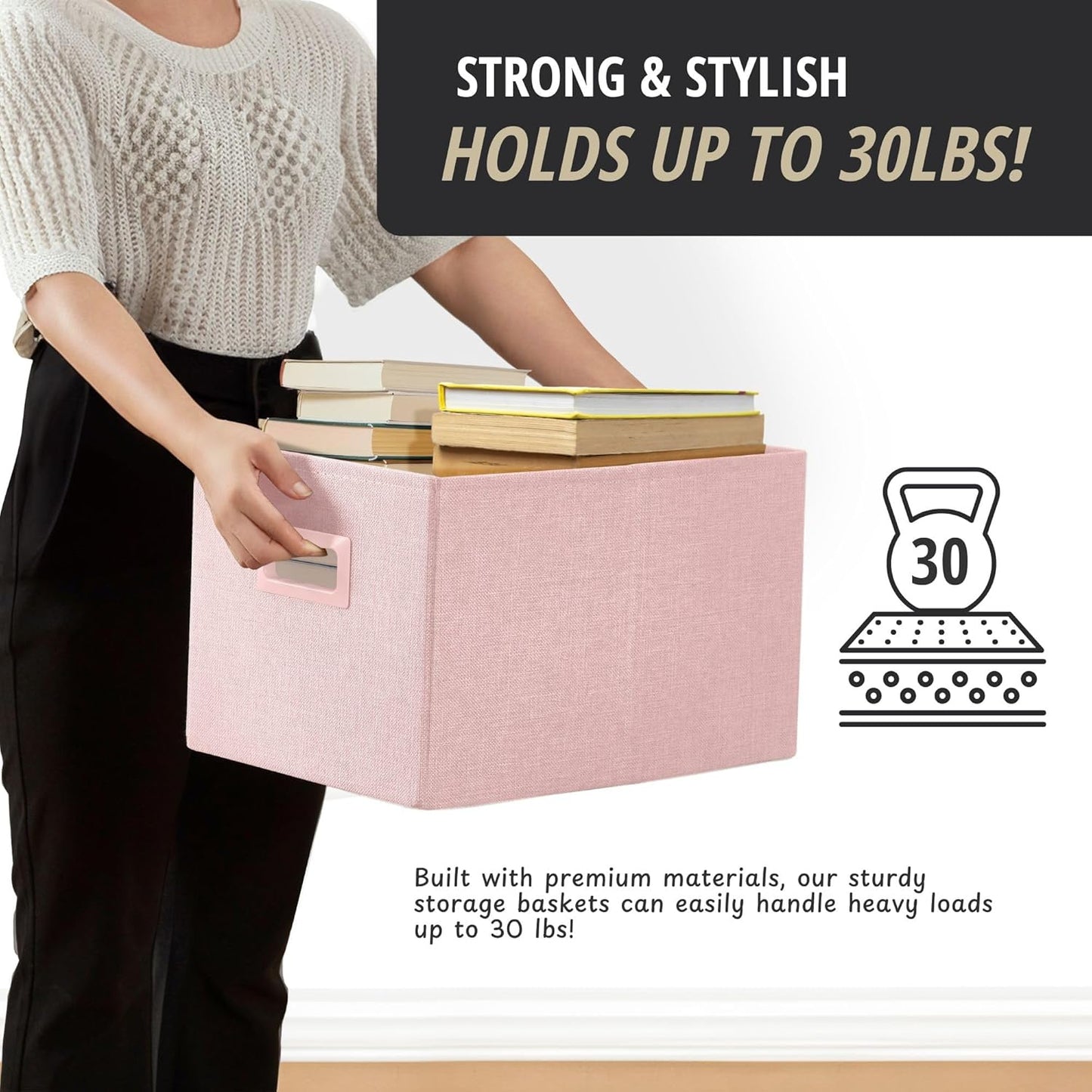 DECOMOMO Storage Bins for Shelves Robust Fabric Closet Bins for Shelves Toy Storage Clothes Books