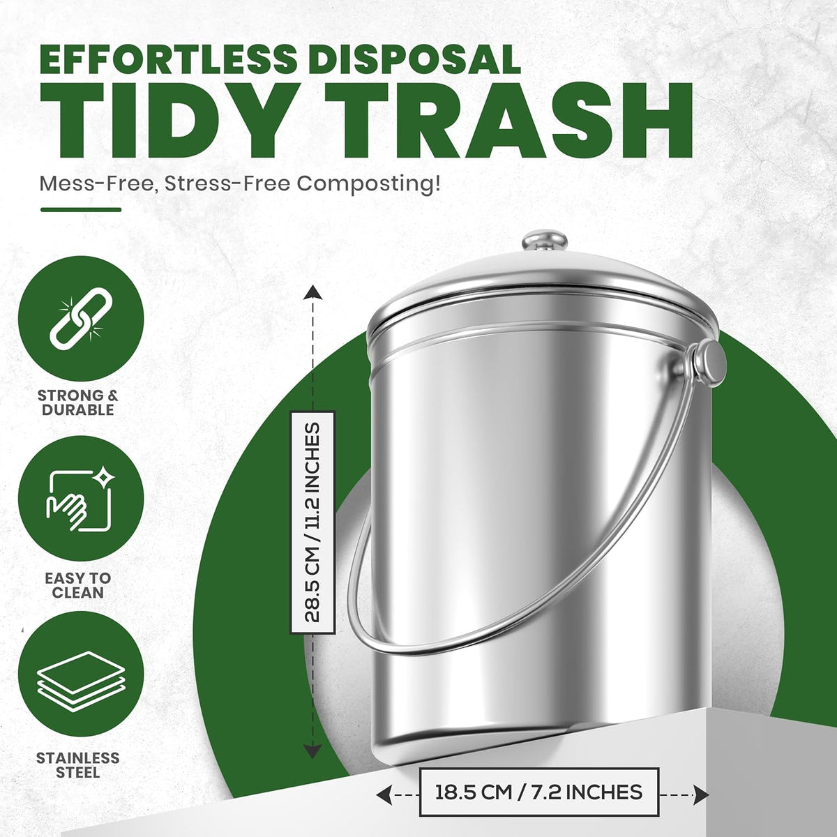 Utopia Kitchen Indoor Compost Bin Kitchen, Odorless Composting with Charcoal Filter, 1.3 Gallon