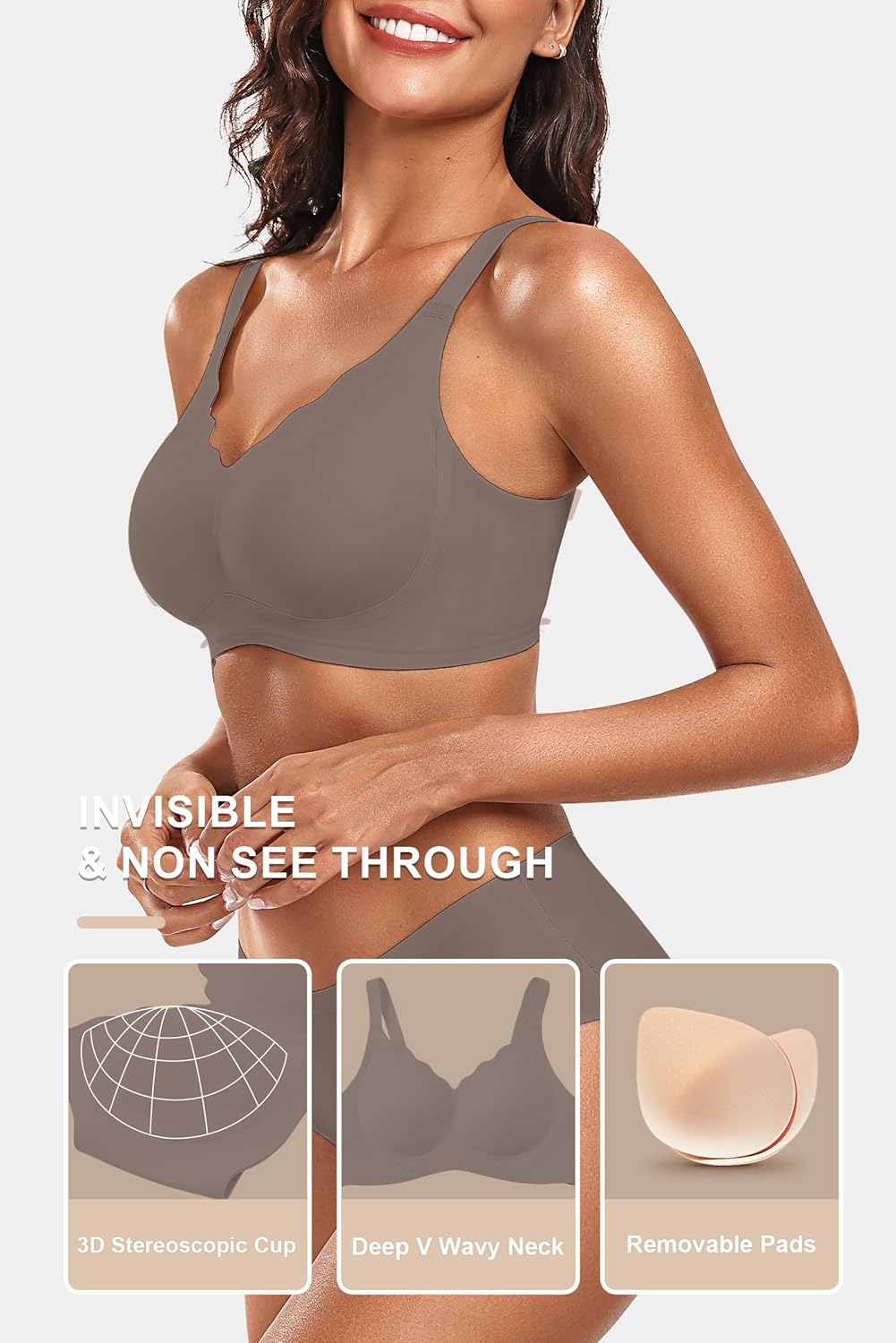 Vertvie Womens Seamless Bras No Underwire Supportive Wireless Push Up Full Coverage Bralette