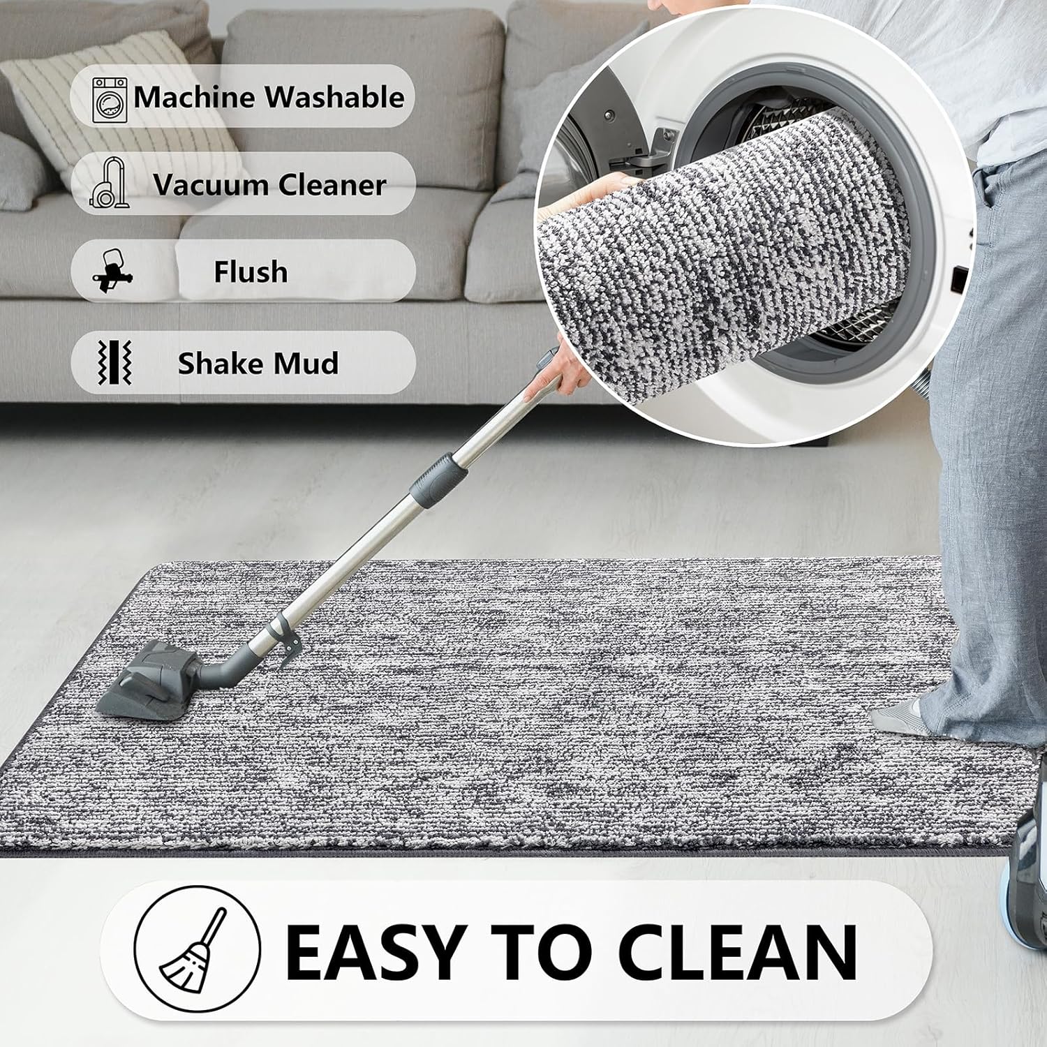 REFETONE Indoor Doormat, Front Door Mat 32"x48" Absorbent Rubber Backing Non Slip Back Door Mats