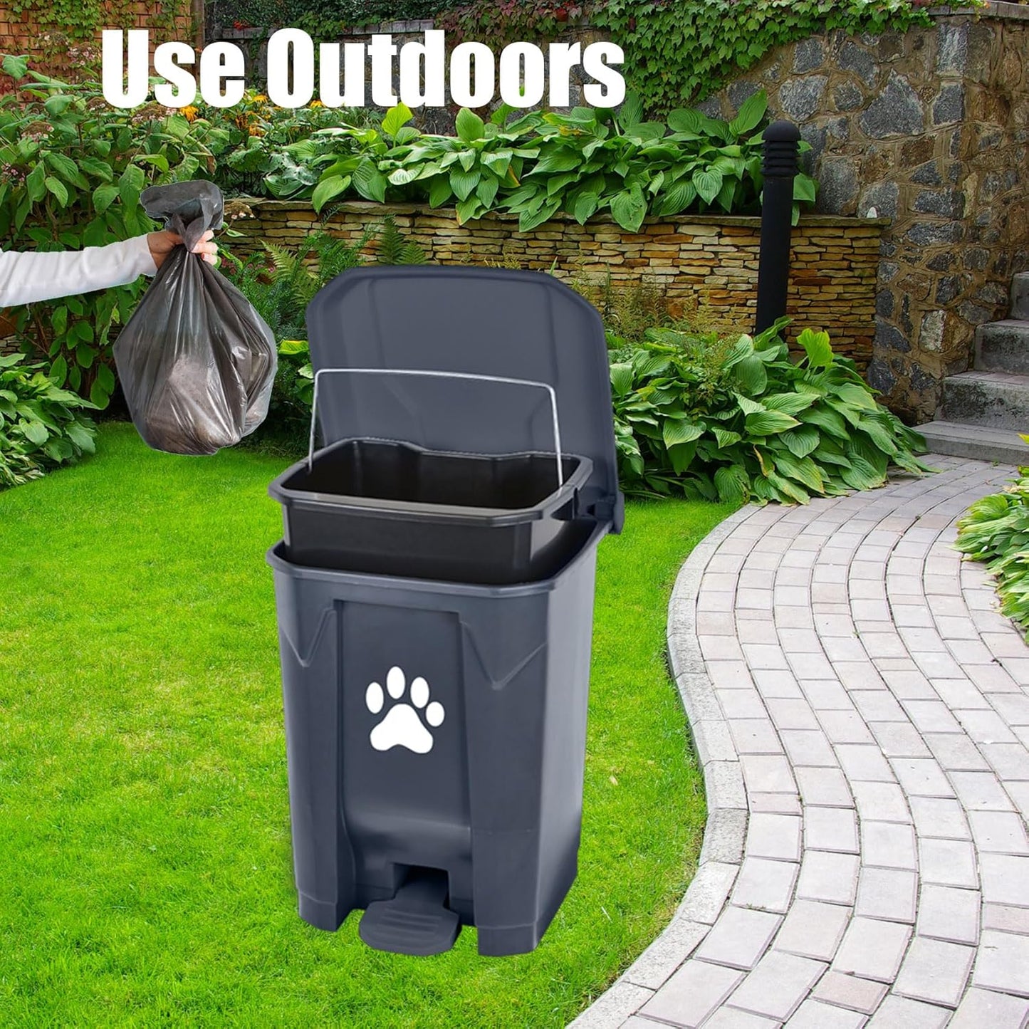 Dog Poop Trash Can for Outdoors, Dog Waste Trash Can for Yard Garden Home with Lid Removable Inner