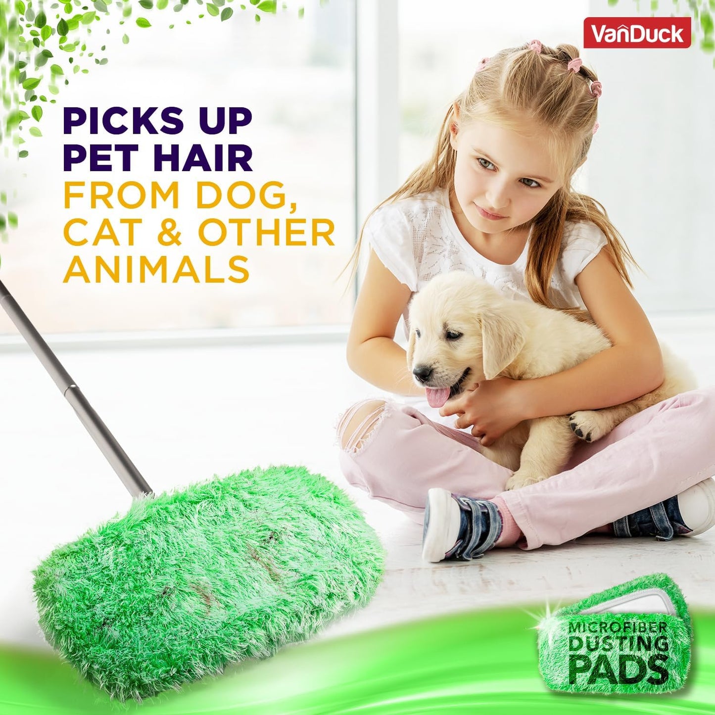 VanDuck Floor Duster Refill Compatible with Swiffer Sweeper Mop (4 Pack) - Microfiber Pet Heavy