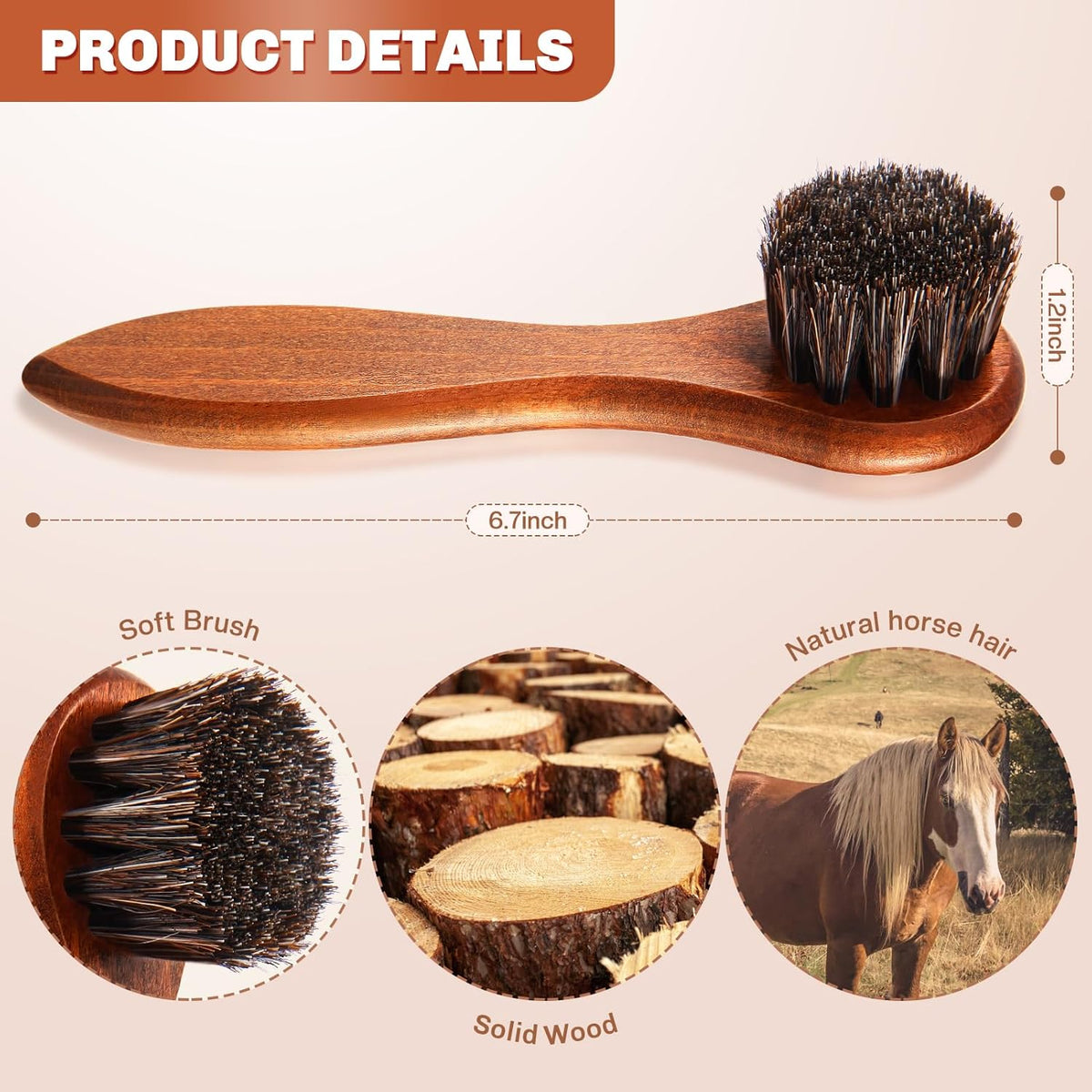 4 Pcs Horsehair Shine Shoes Brush Kit Polish Dauber Applicators Cleaning Leather Shoes Boots Care