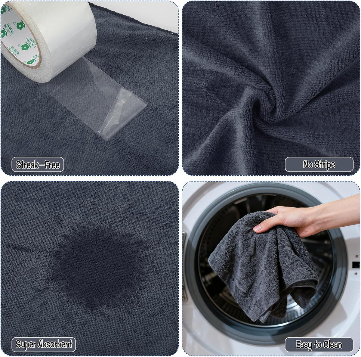 4 Pack Extra Large Microfiber Cleaning Cloths 20"x30", Lint-Free Reusable Towels for Home, Glass