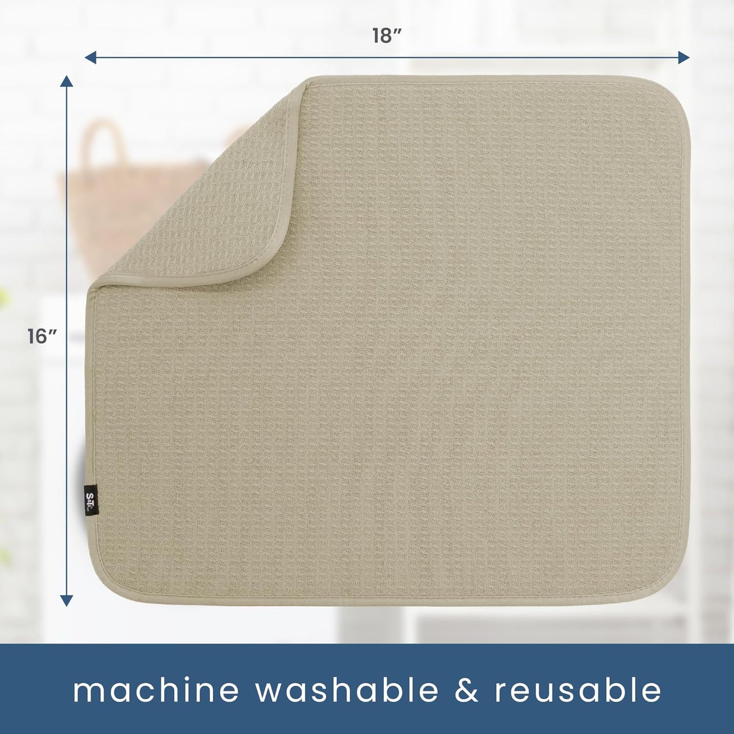 S&T INC. Dish Drying Mat, 16” x 18”, Absorbent Microfiber Kitchen Counter Mat, Dish Drying Pad for