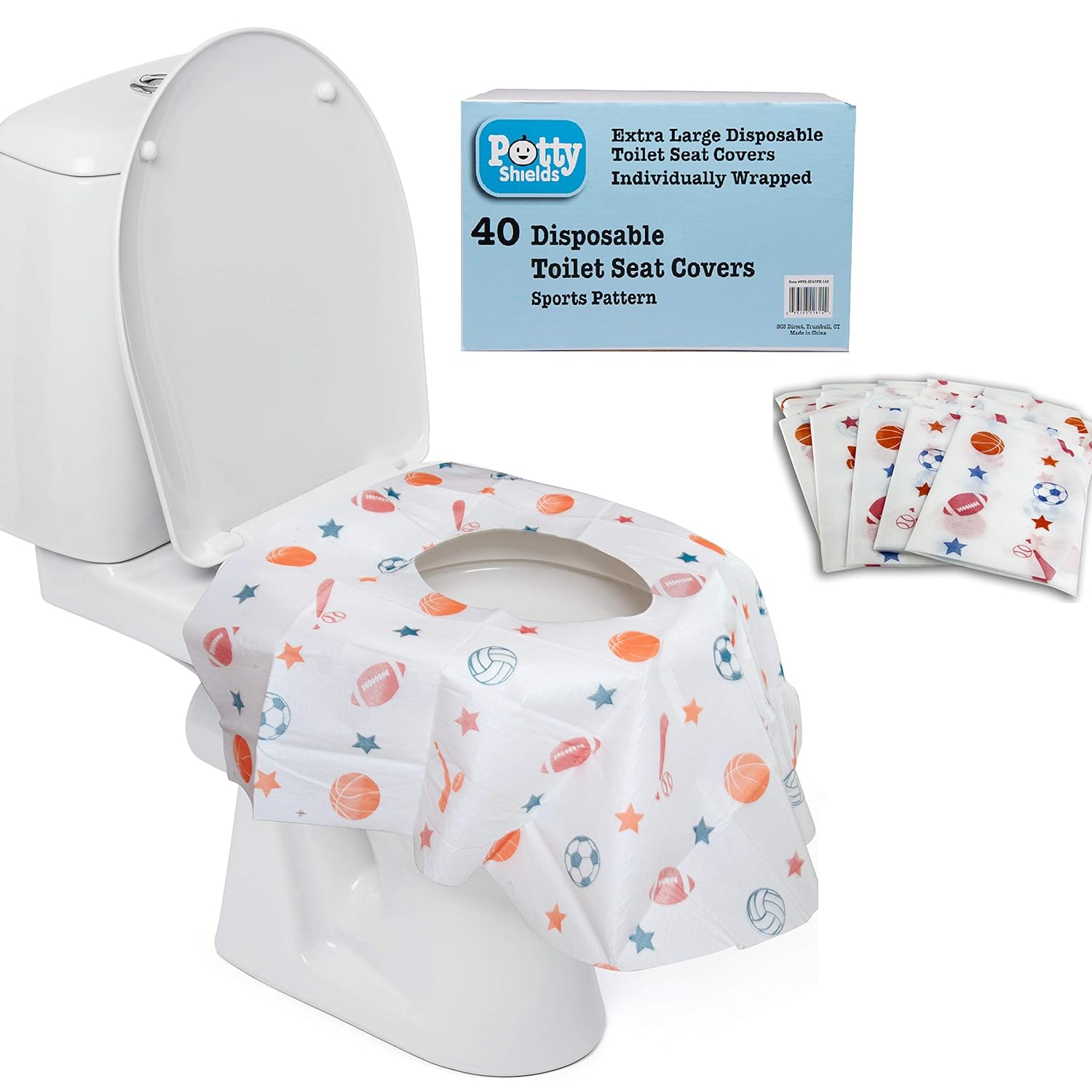 Disposable Toilet Seat Covers for Kids & Adults, 40 Pack - Protect from Public Toilet Germs While