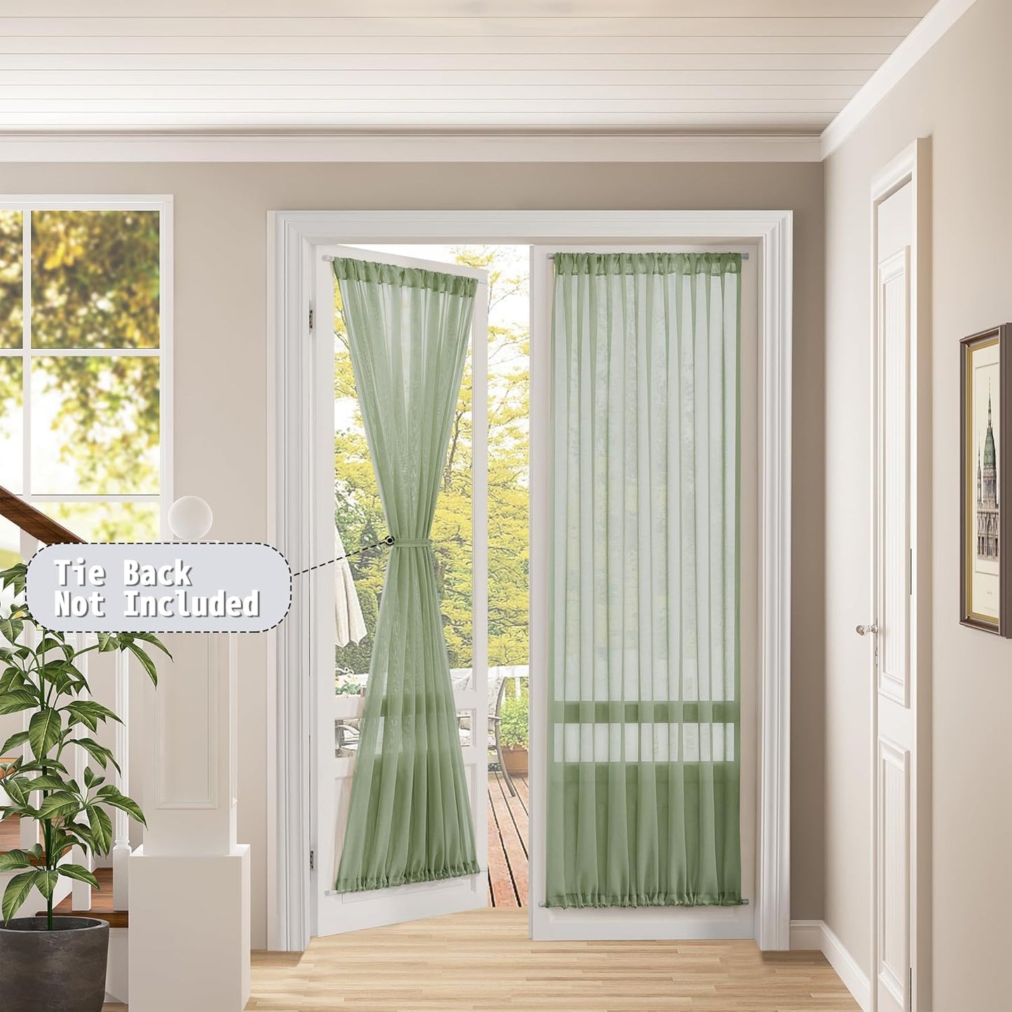 Tollpiz Sheer Door Curtains Closet Linen Textured Curtain Sheers Doorway Light Filtering Voile