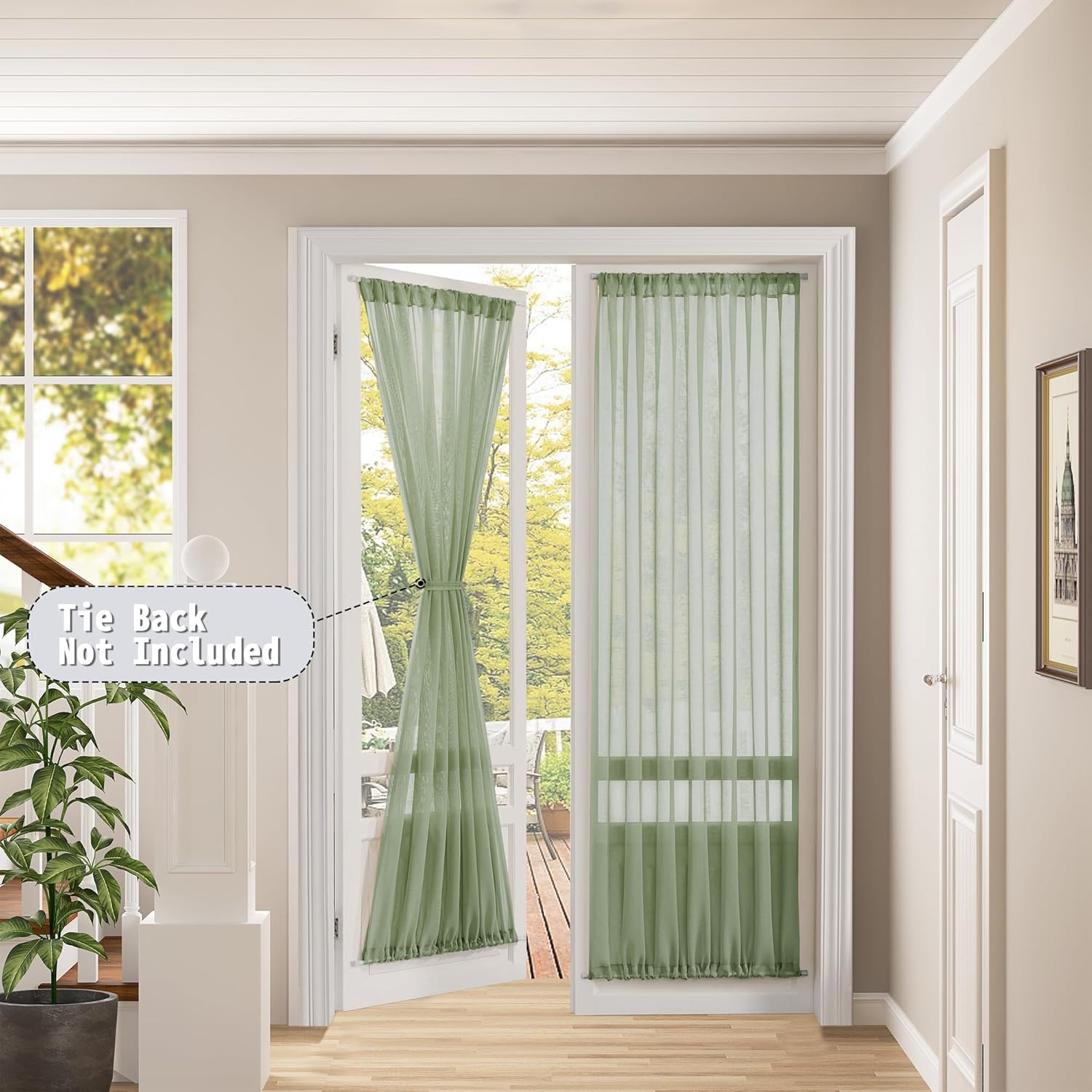 Tollpiz Sheer Door Curtains Closet Linen Textured Curtain Sheers Doorway Light Filtering Voile