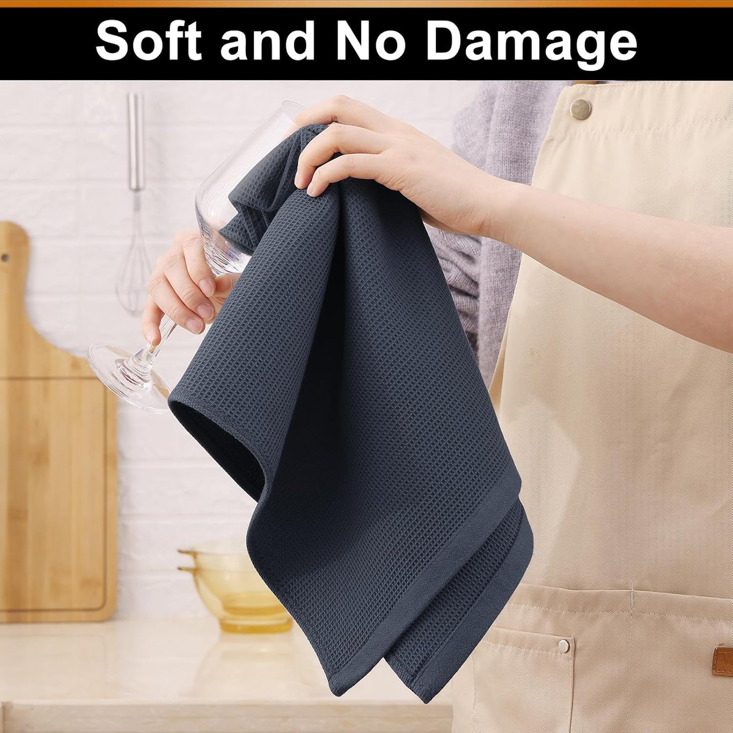 Homaxy 100% Cotton Waffle Weave Kitchen Towels - 4 Pack Soft and Absorbent Dish Towels - 16 x 26