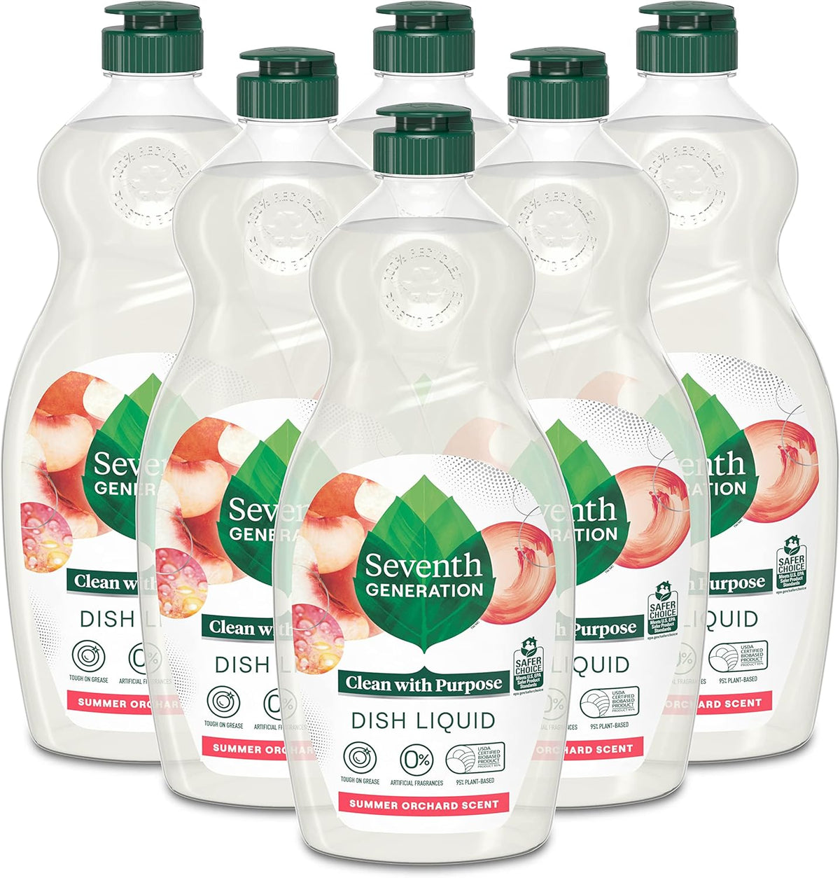 Seventh Generation Dish Soap Liquid Summer Orchard Scent Pack of 6 Dishwashing Soap Dish Detergent