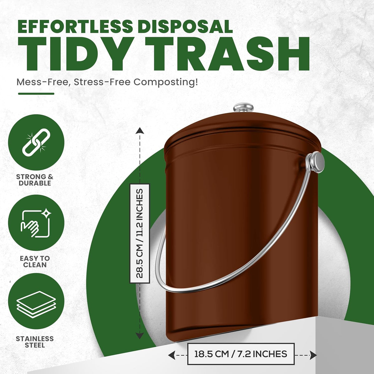 Utopia Kitchen Compost Bin for Kitchen Countertop, 1.3 Gallon Compost Bin for Kitchen with Lid