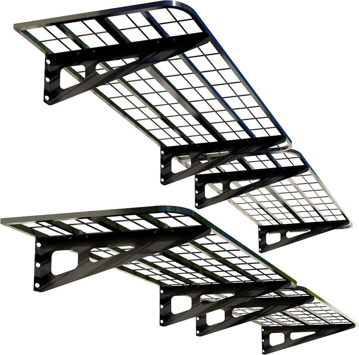 4-Pack 2x4ft Garage Wall Shelving, 4 Shelf Total 16 ft(L) Garage Shelving Wall Mounted, Heavy-Duty
