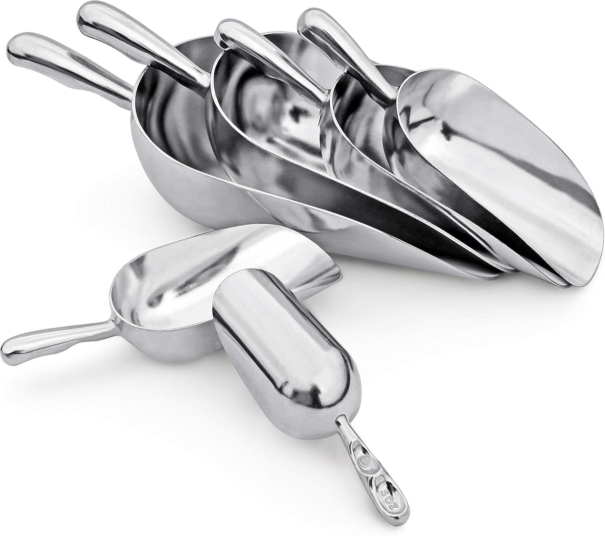 New Star Foodservice 34509 One-Piece Cast Aluminum Round Bottom Bar Ice Flour Utility Scoop