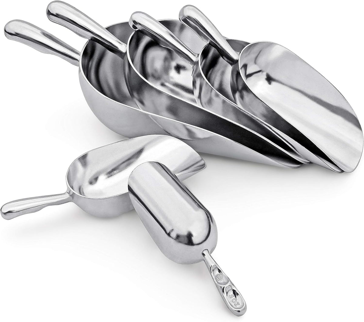 New Star Foodservice 34523 One-Piece Cast Aluminum Round Bottom Bar Ice Flour Utility Scoop