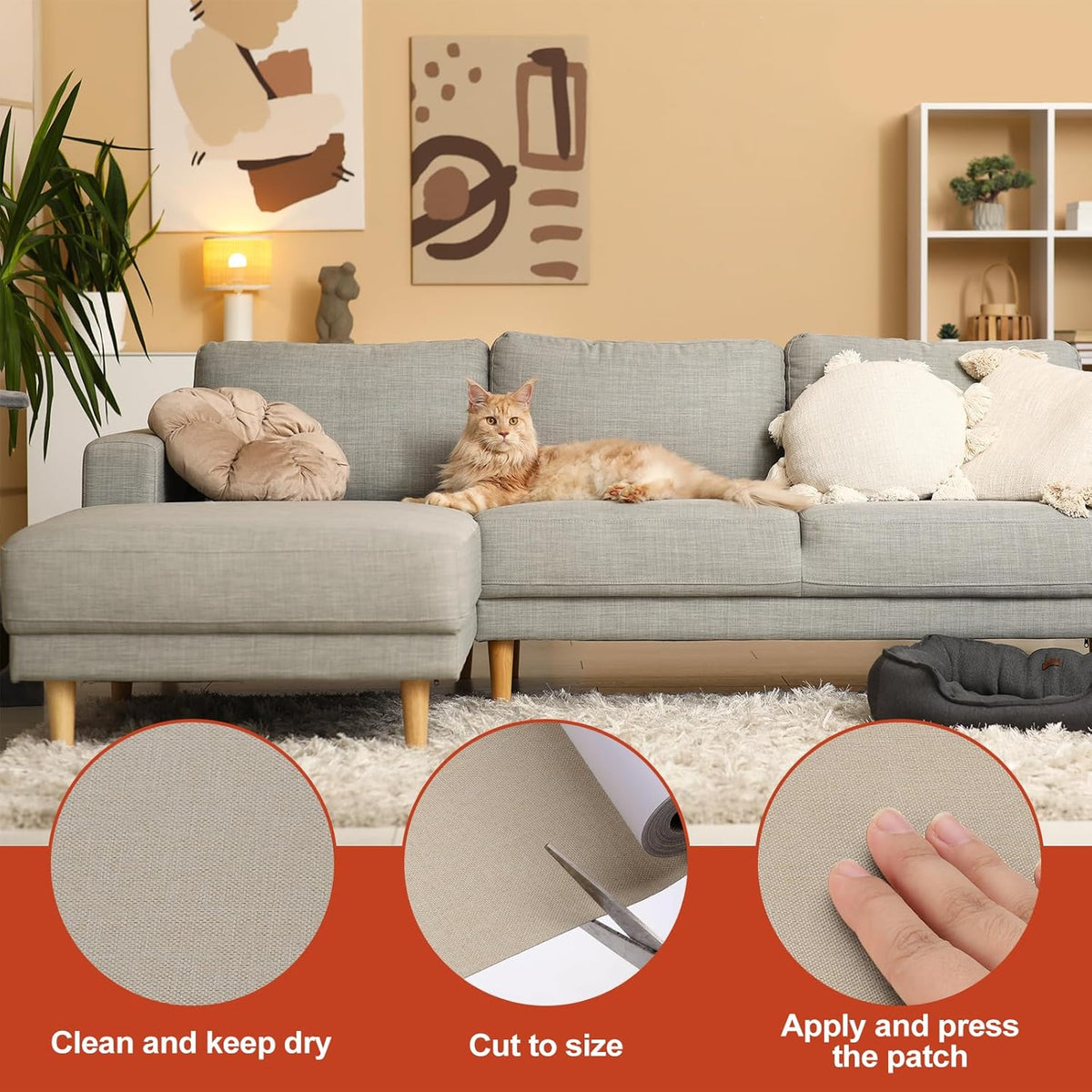 PATIKIL 70x4.4 Inch Linen Repair Tape, Repair Fabric Patch Self Adhesive Couch Patch Line Repair