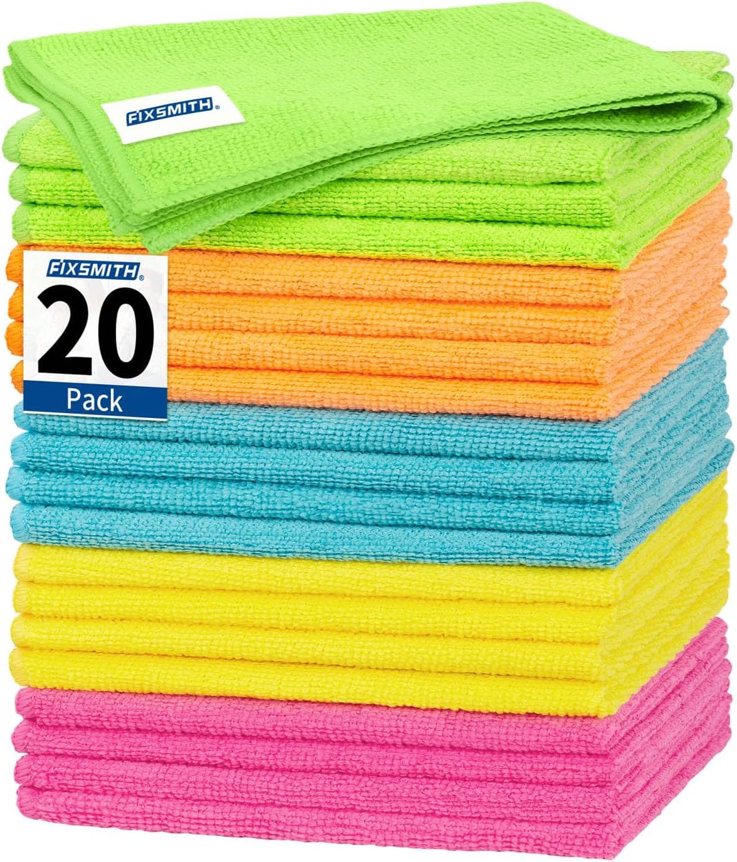 FIXSMITH Microfiber Cleaning Cloth, 20 Pack Cleaning Rags, Cleaning Towels for Housekeeping