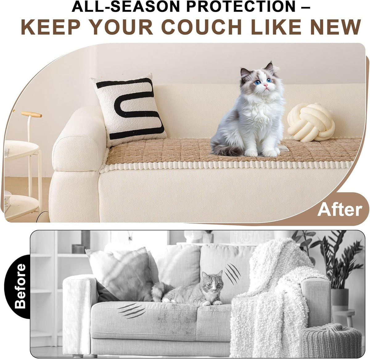OTOB Couch Cover for Dogs Washable All Seasons, Non Slip Fuzzy Pet Couch Covers Sofa Slipcovers