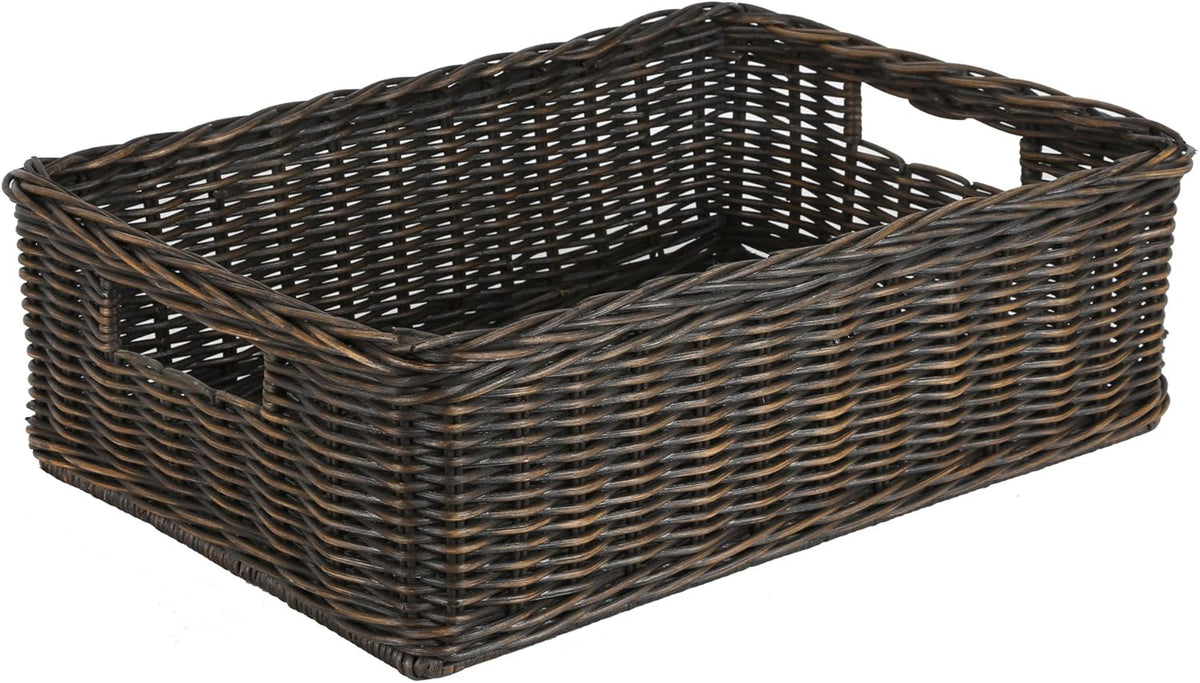 The Basket Lady Under The Bed/Basic Wicker Storage Basket, Medium, 20 in L x 14.5 in W x 6 in H