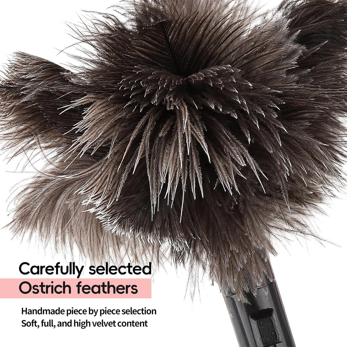 Retractable Feather Duster-Genuine Ostrich Feathers,Anti-Static,Reusable Eco-Friendly Handheld